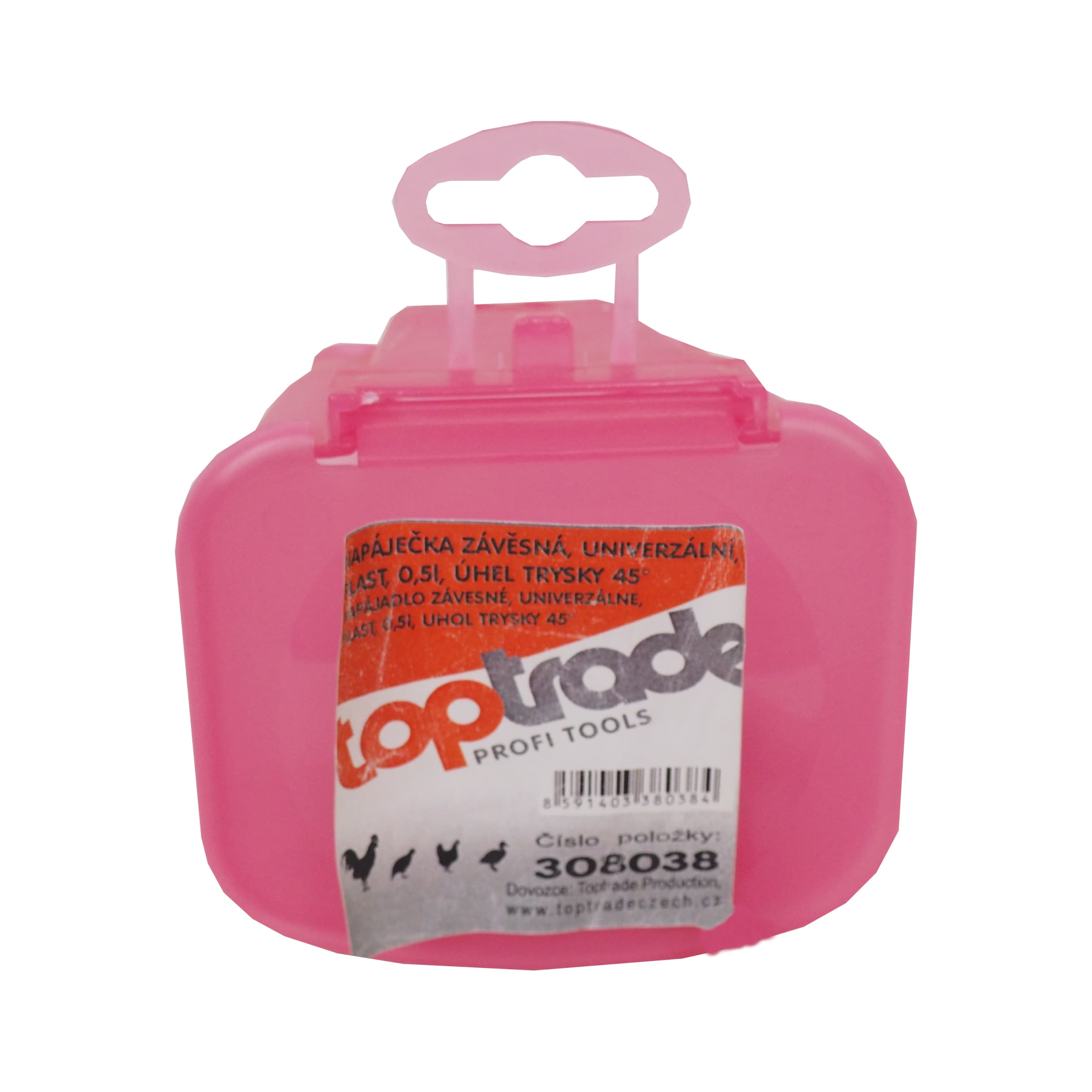 TOPTRADE závěsná napáječka s niplem 0,5 l – plast, 45° - náhled 2