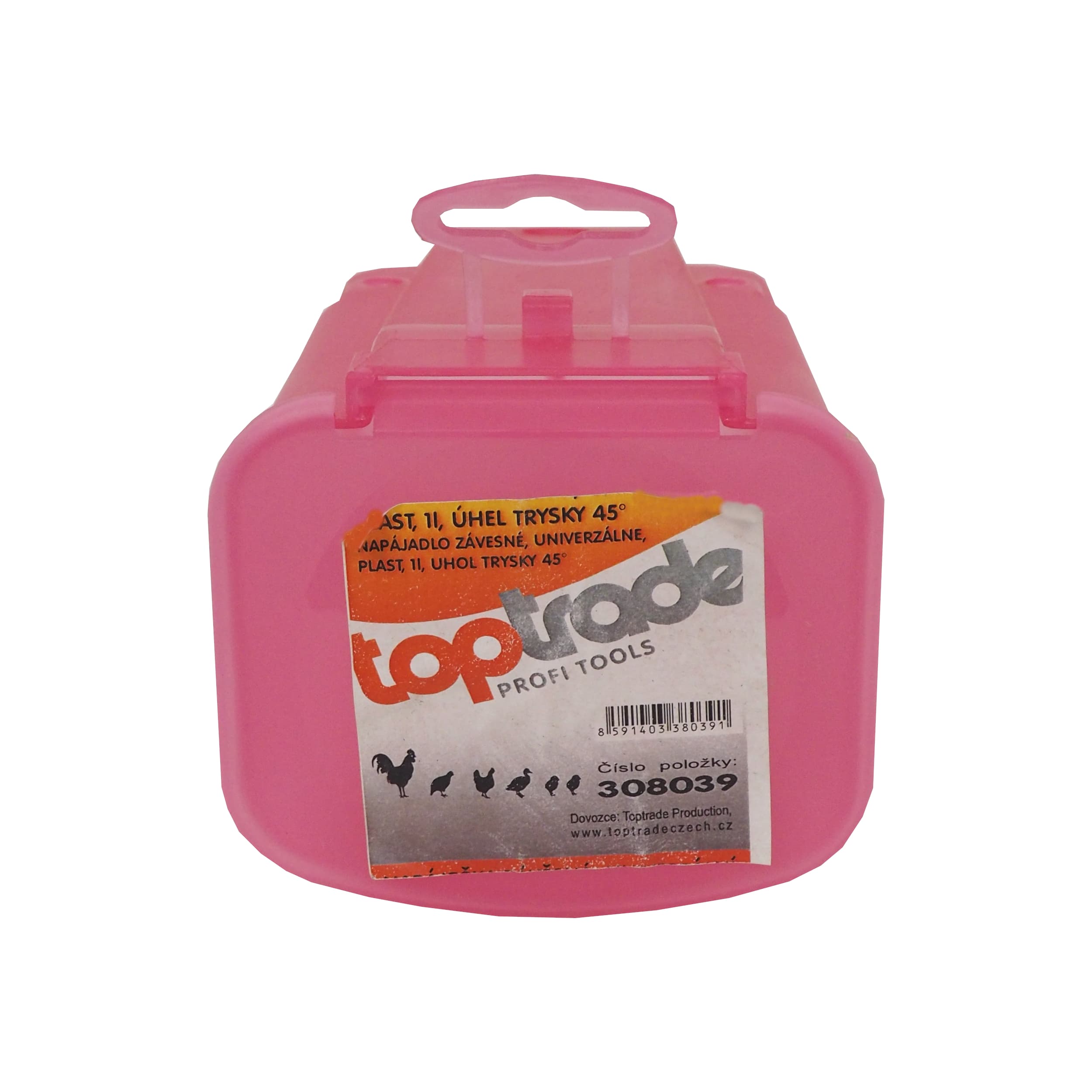 TOPTRADE napáječka s niplem 1 l – závěsná, 45°, plast - náhled 2