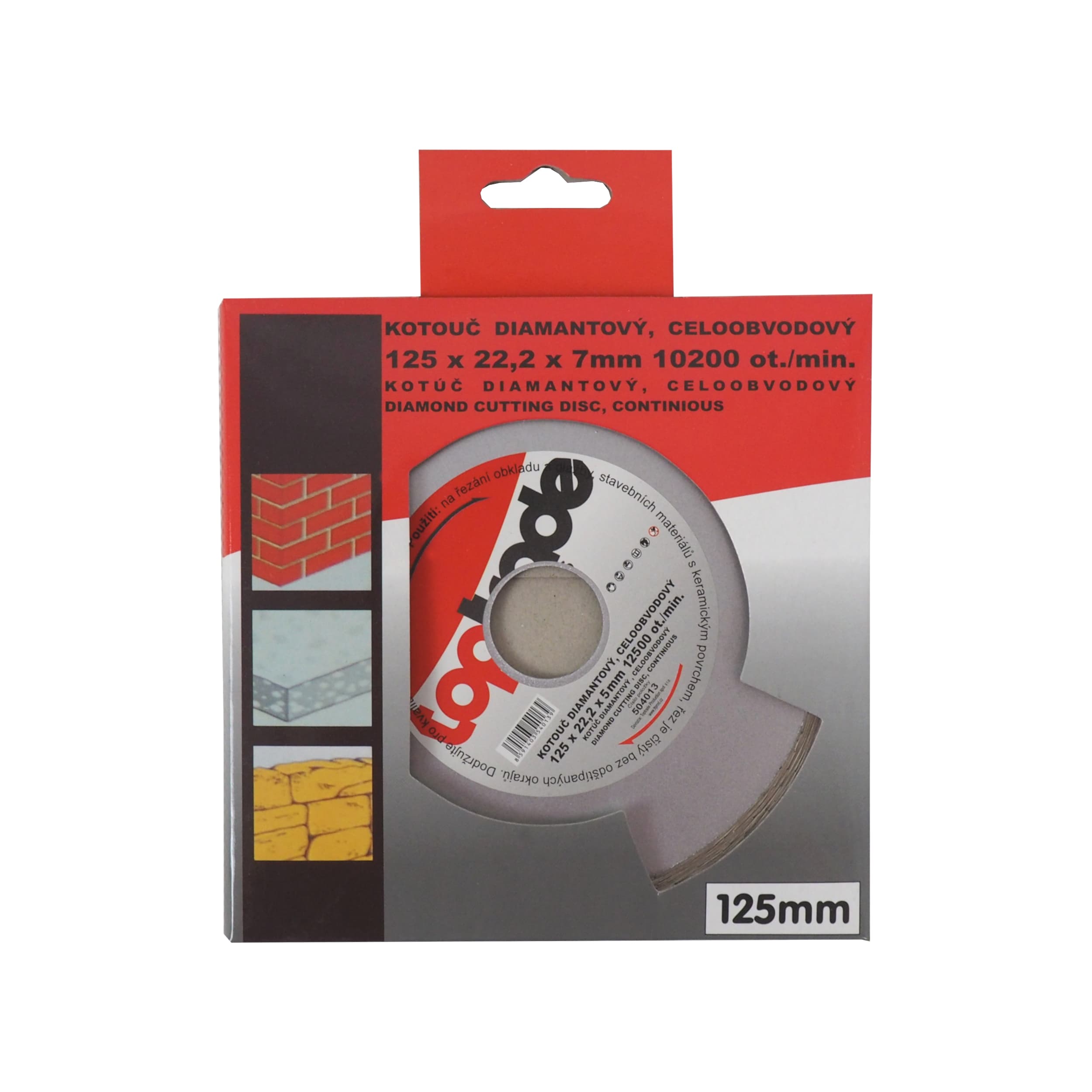 TOPTRADE diamantový kotouč 125 mm – celoobvodový, otvor 22,2 mm (standard) - náhled 2