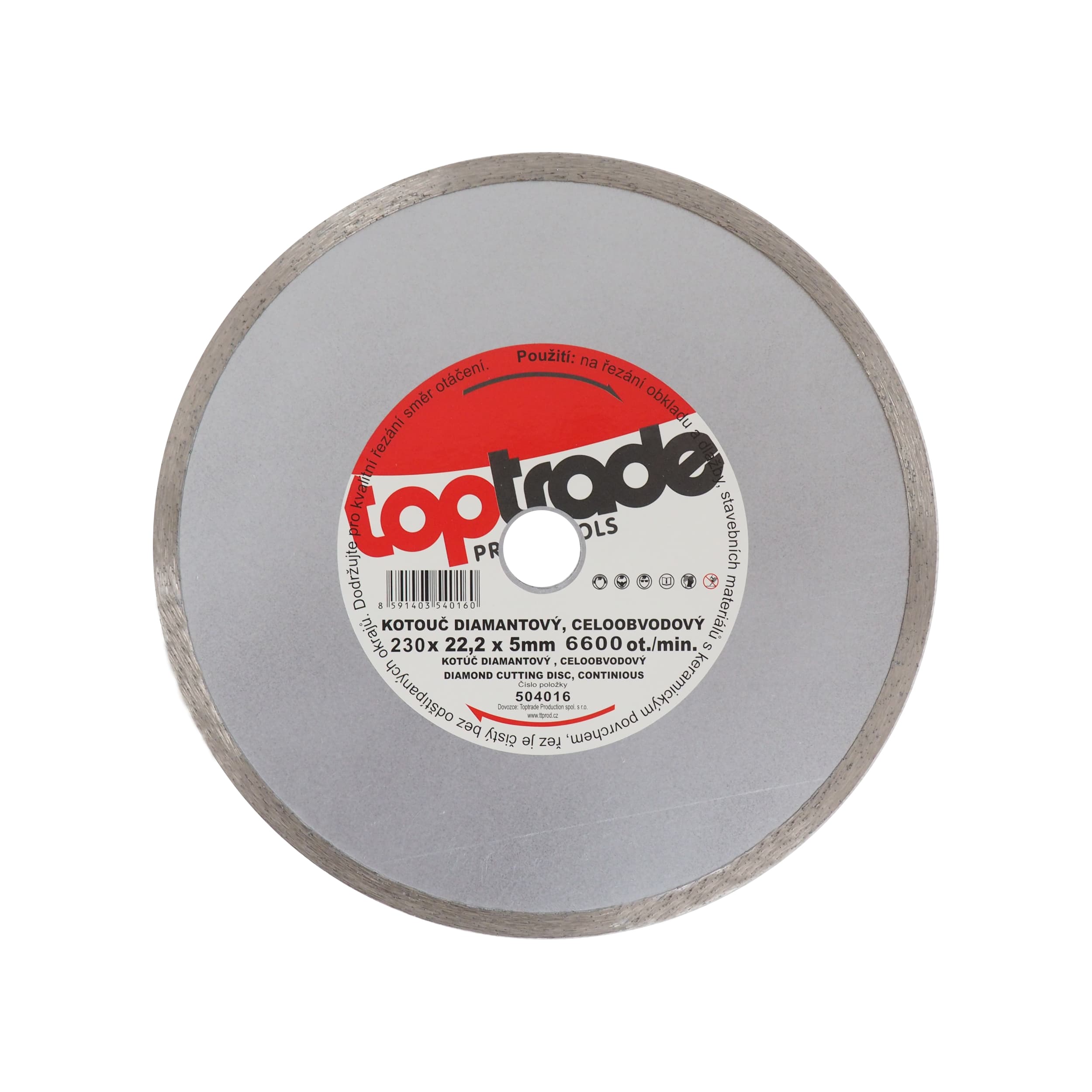 TOPTRADE diamantový kotouč celoobvodový 230 × 22,2 × 7 mm – Standard - náhled 1