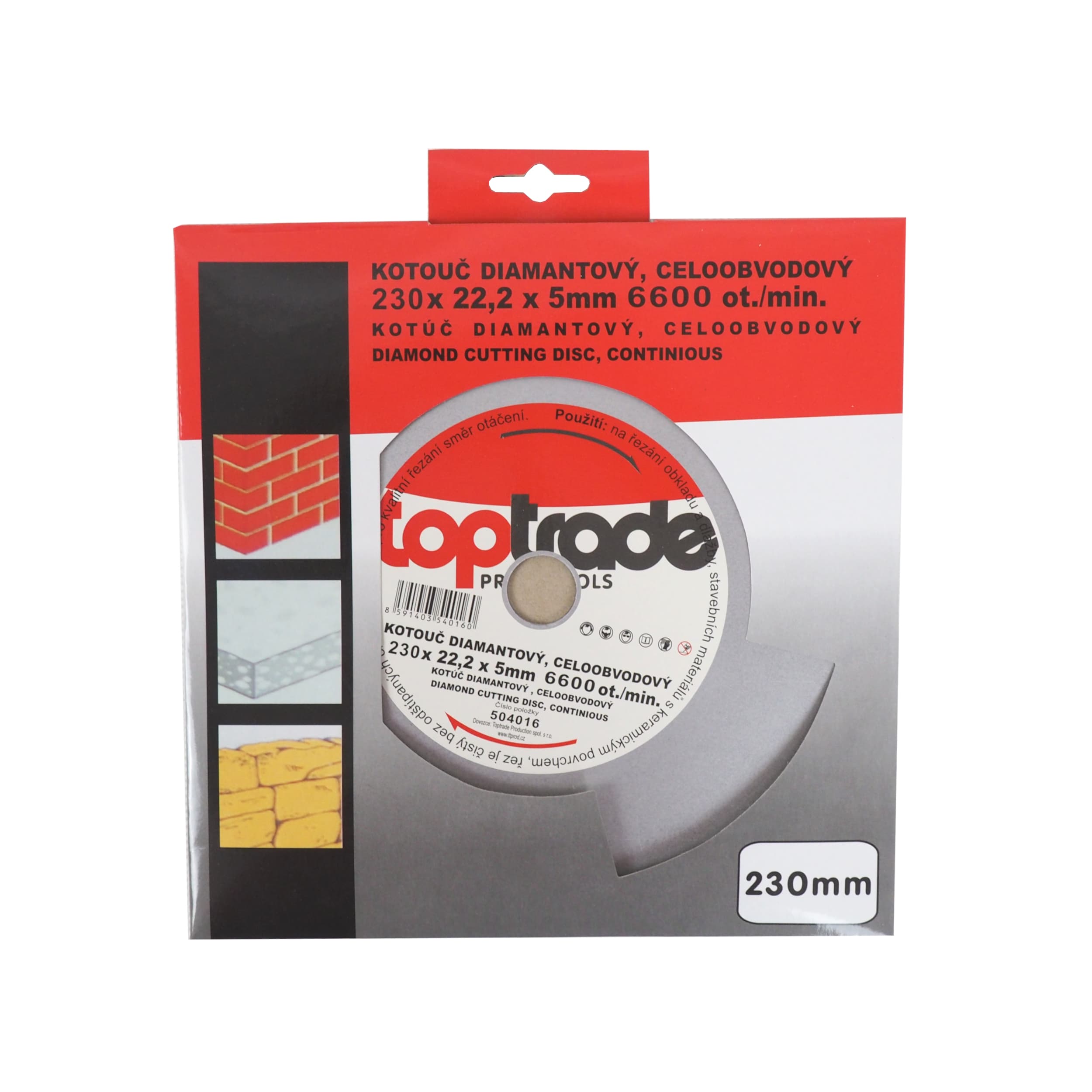 TOPTRADE diamantový kotouč celoobvodový 230 × 22,2 × 7 mm – Standard - náhled 2