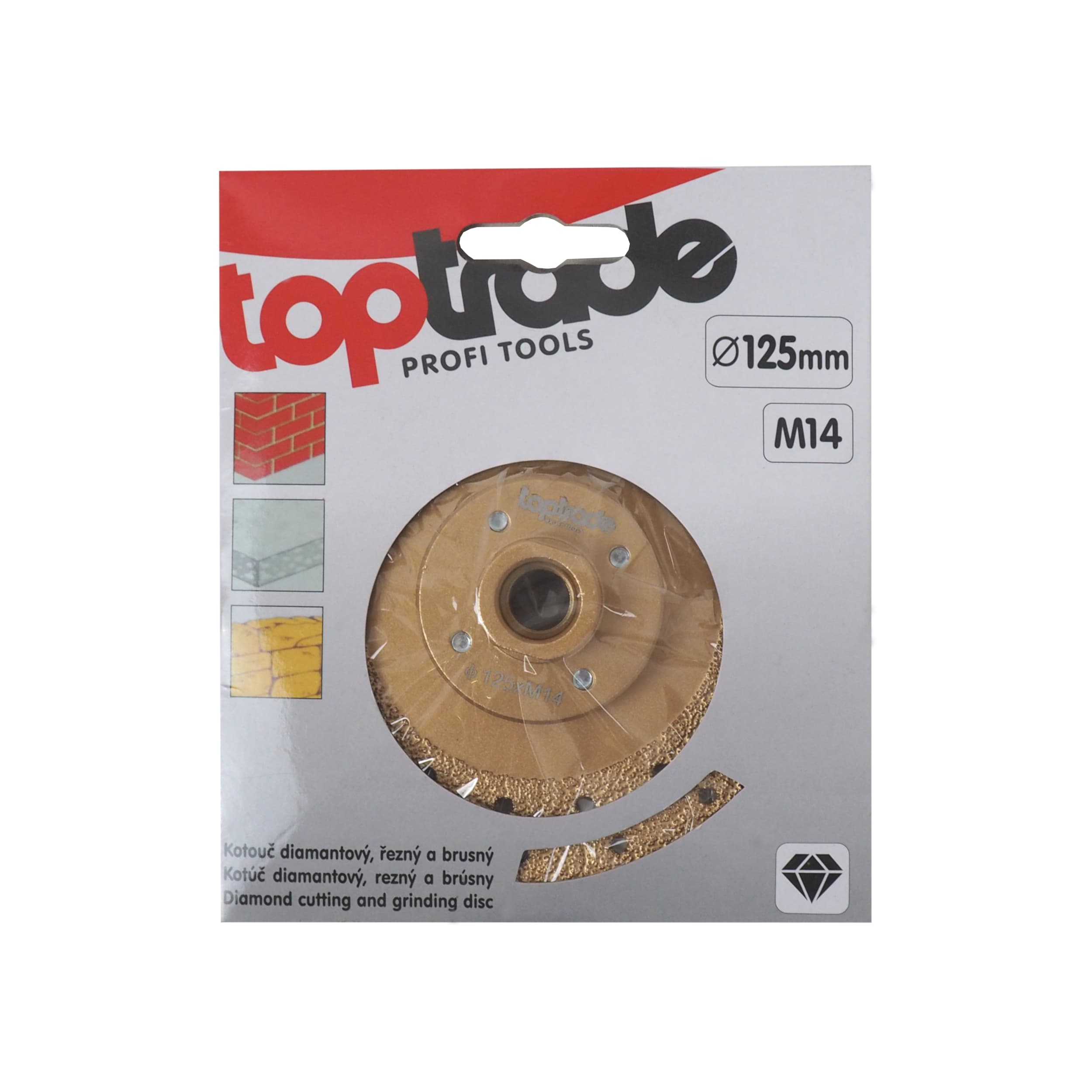 TOPTRADE diamantový kotouč 125 mm M14 – řezný a brusný - náhled 2