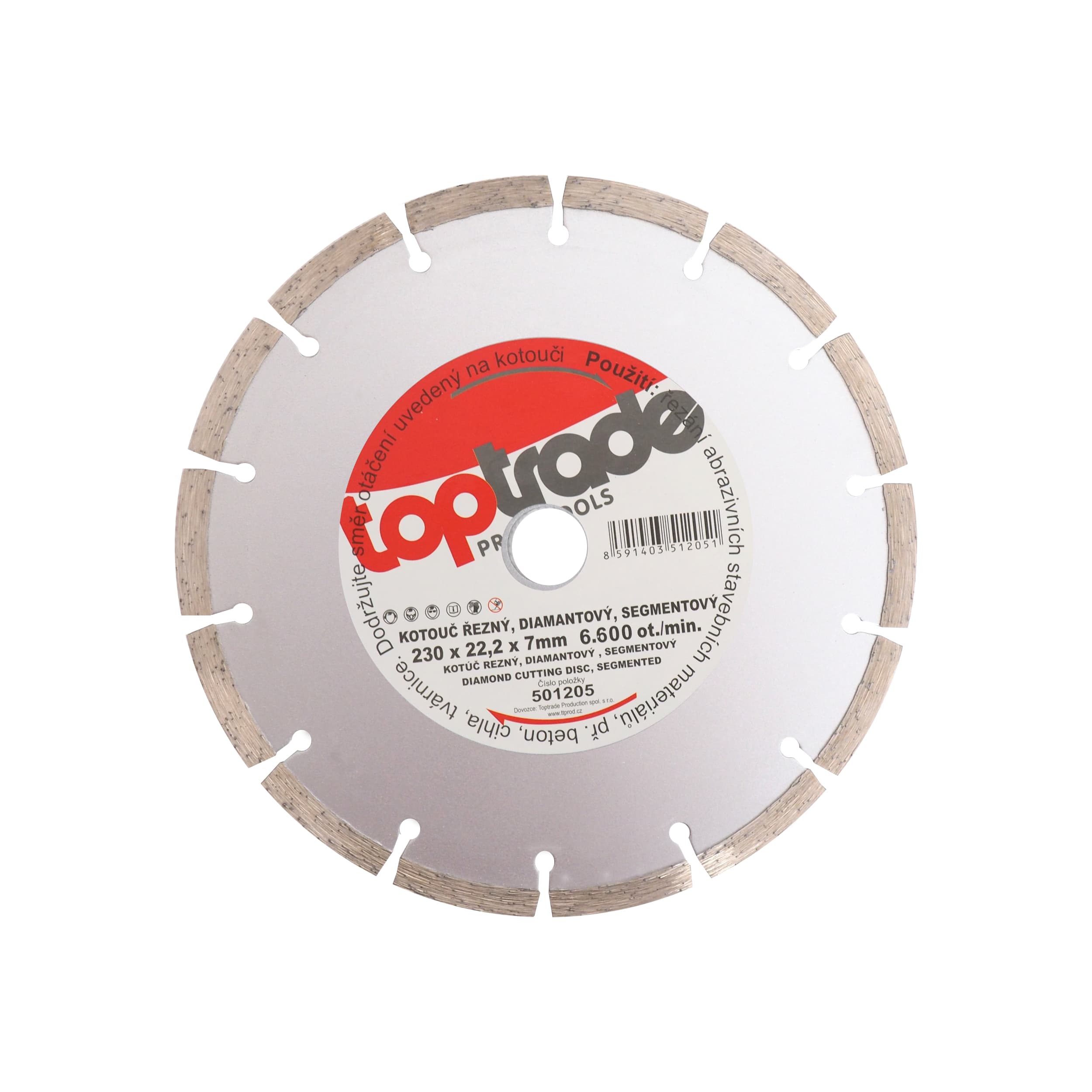 TOPTRADE diamantový kotouč segmentový 230×22,2×7 mm (hobby)