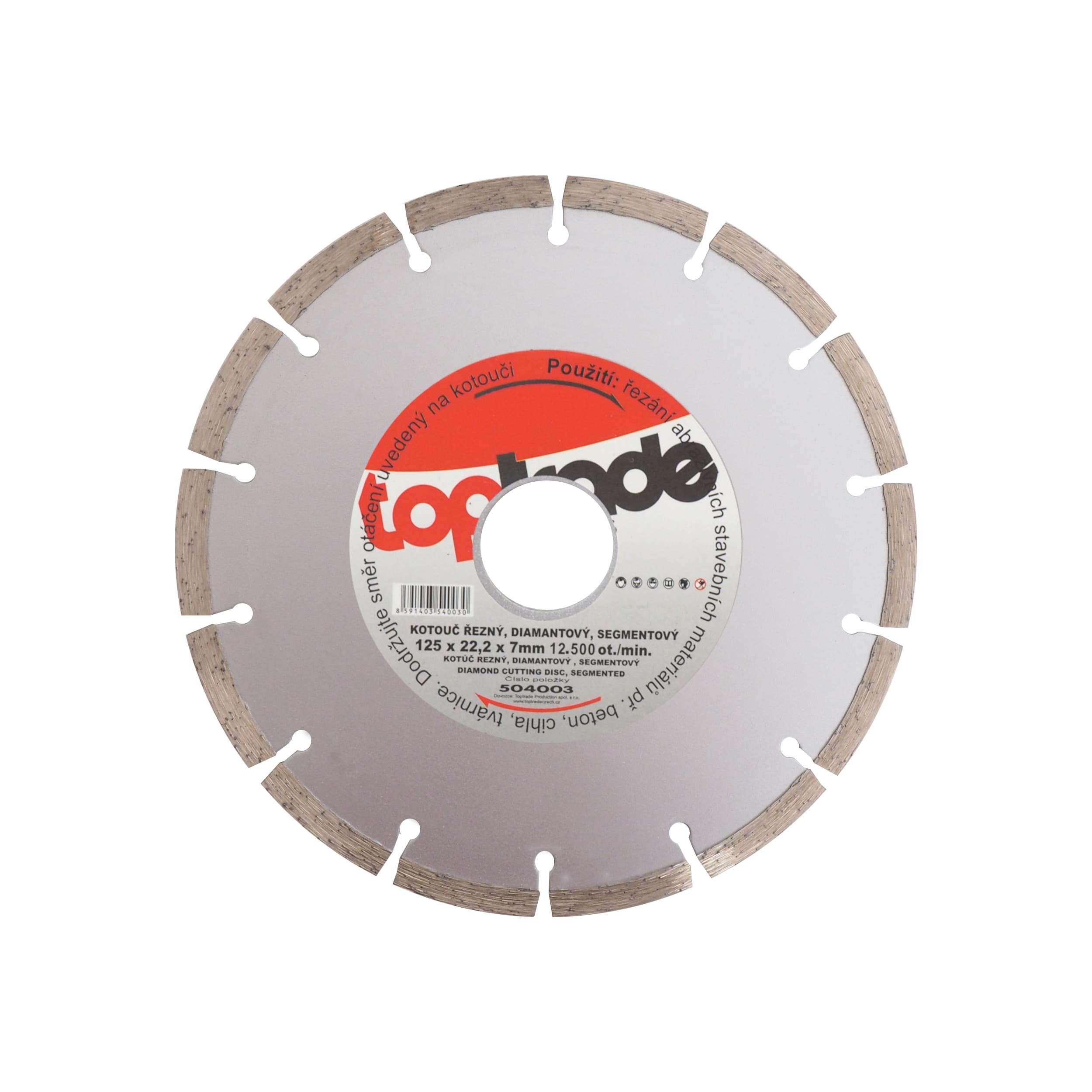 TOPTRADE diamantový kotouč segmentový 125 × 22,2 × 7 mm – standard