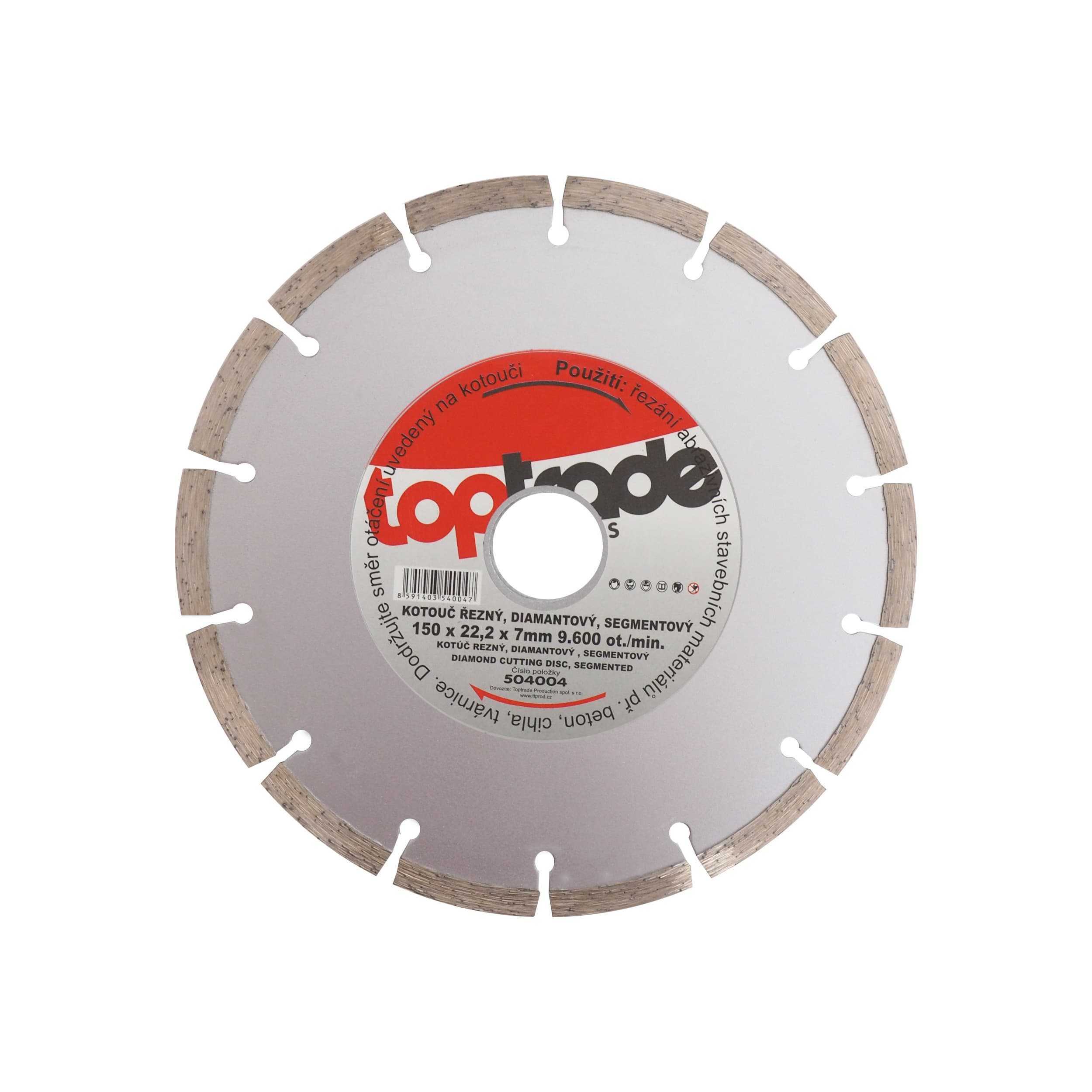 TOPTRADE diamantový kotouč segmentový 150 × 22,2 × 7 mm – Standard