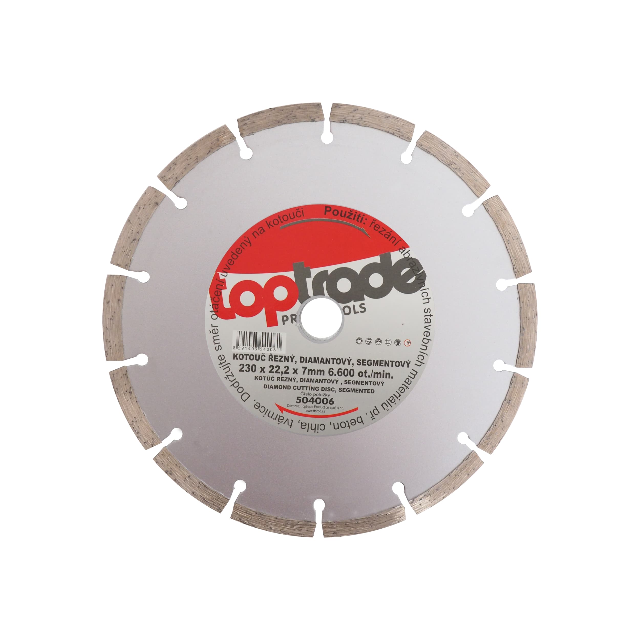 TOPTRADE diamantový kotouč segmentový 230 × 22,2 × 7 mm – Standard
