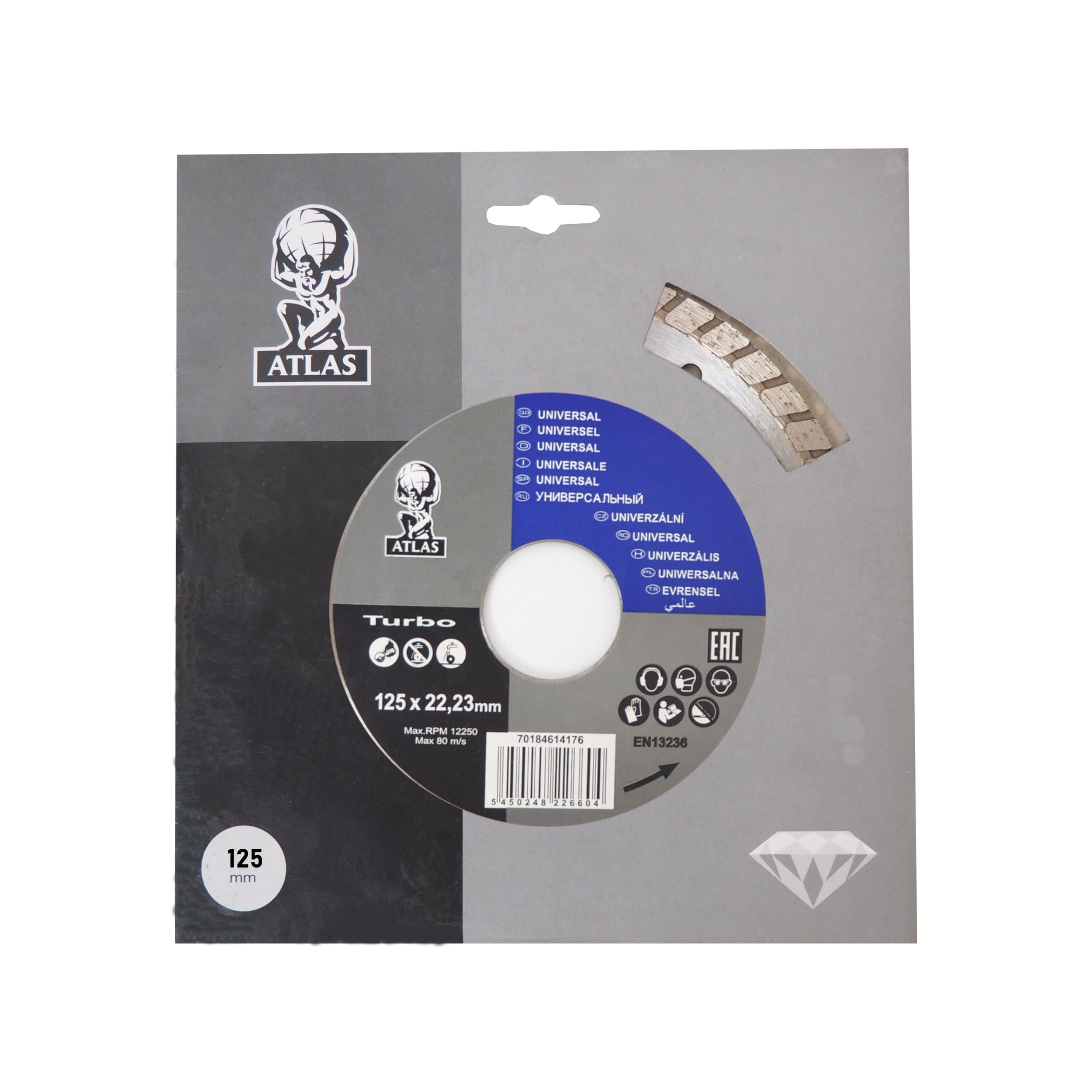 Diamantový kotouč Atlas Turbo 125 mm, otvor 22,23 mm, tl. 2,6 mm - náhled 2