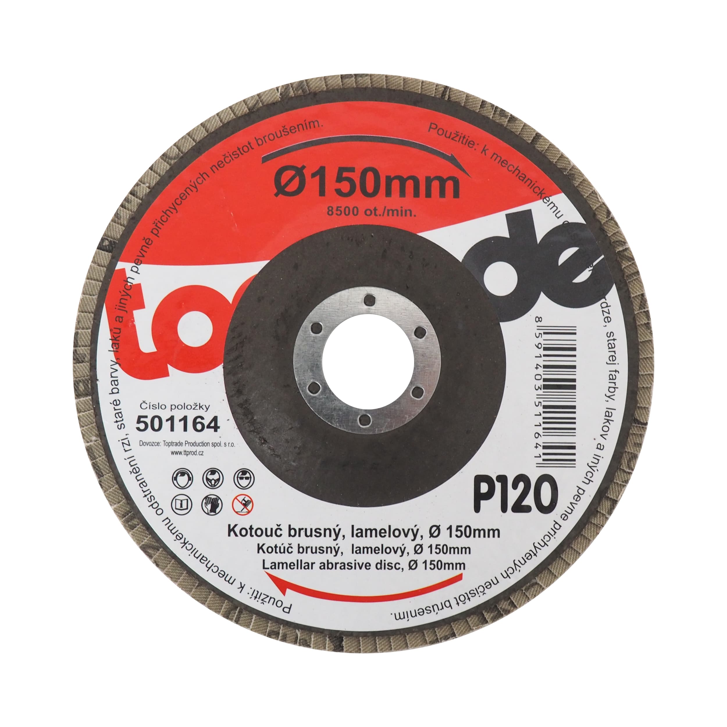 TOPTRADE lamelový brusný kotouč 150 × 22,2 mm, P120 - náhled 1