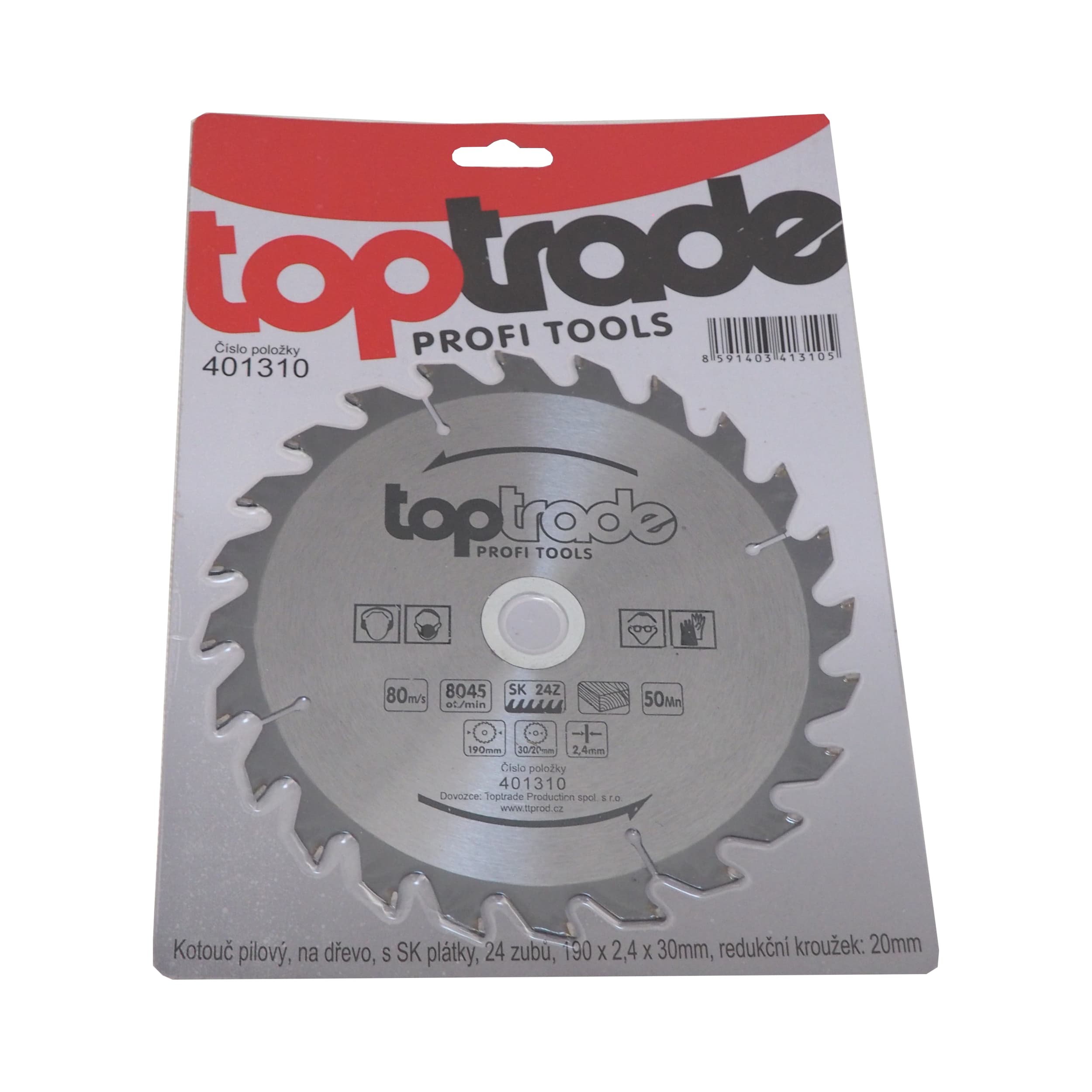TOPTRADE pilový kotouč na dřevo 190×2,4×30/20 mm, 24 zubů (SK) - náhled 2