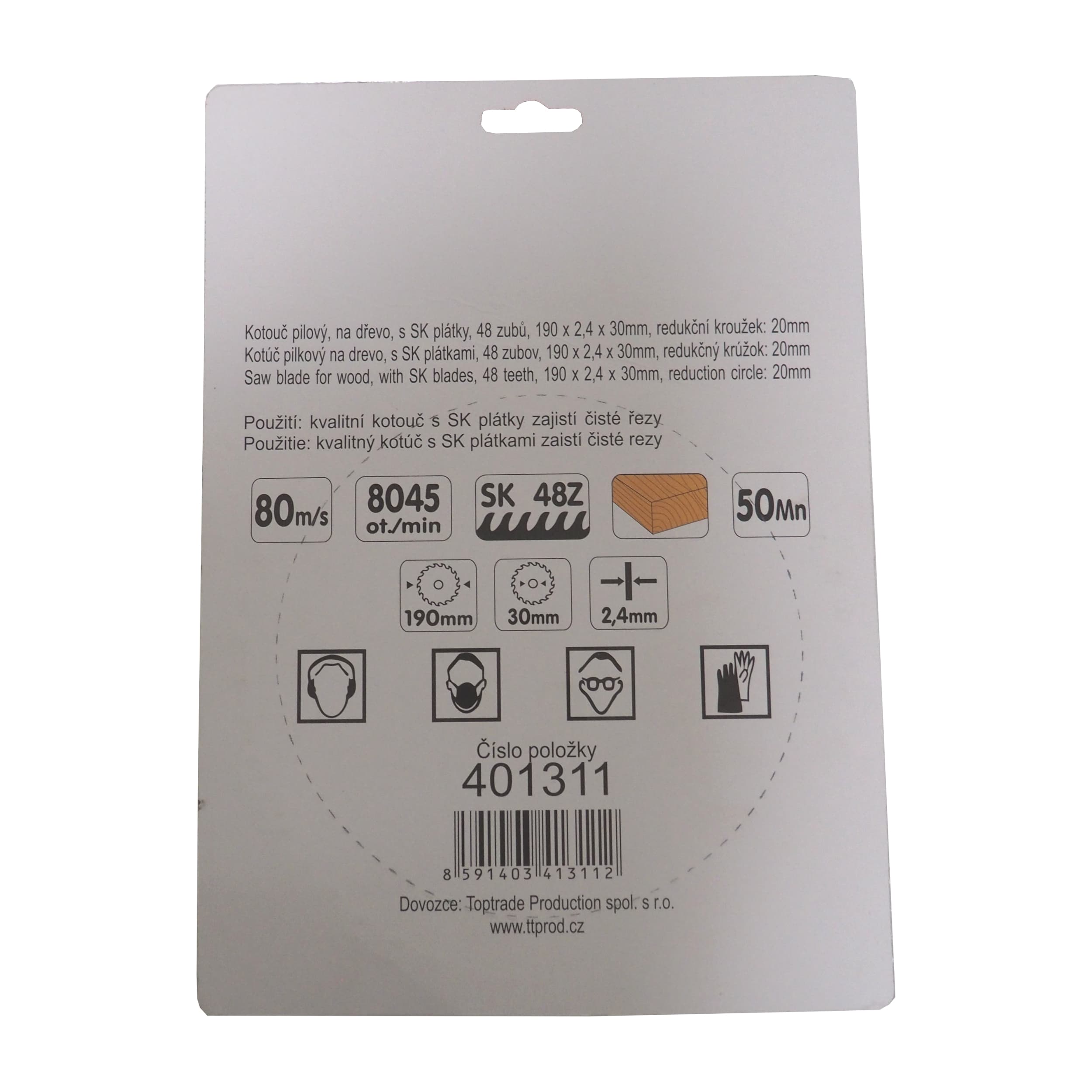 TOPTRADE pilový kotouč na dřevo 190 × 2,4 × 30/20 mm, 48 zubů, SK - náhled 3