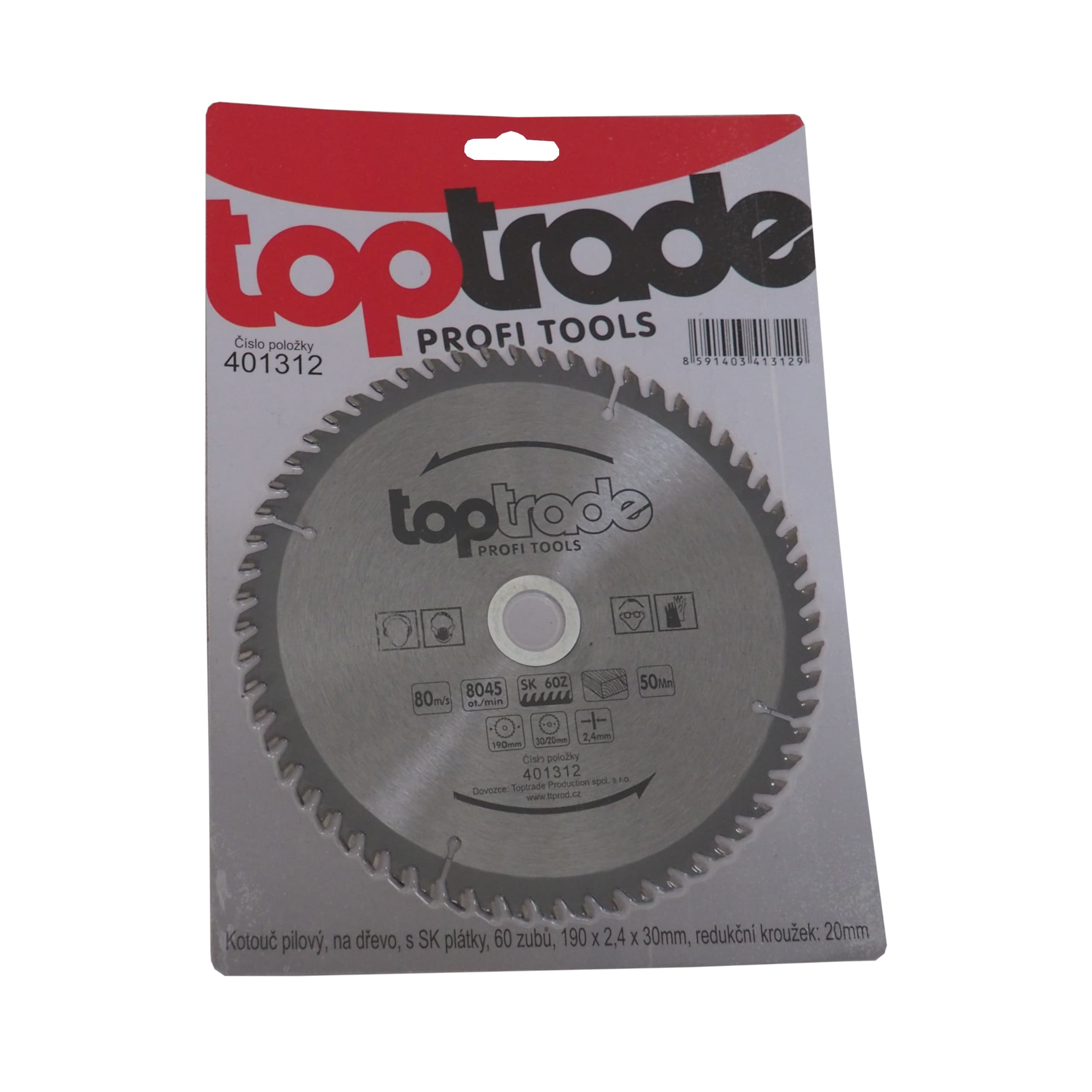 TOPTRADE pilový kotouč na dřevo 190 × 2,4 × 30/20 mm, 60 zubů (SK) - náhled 2