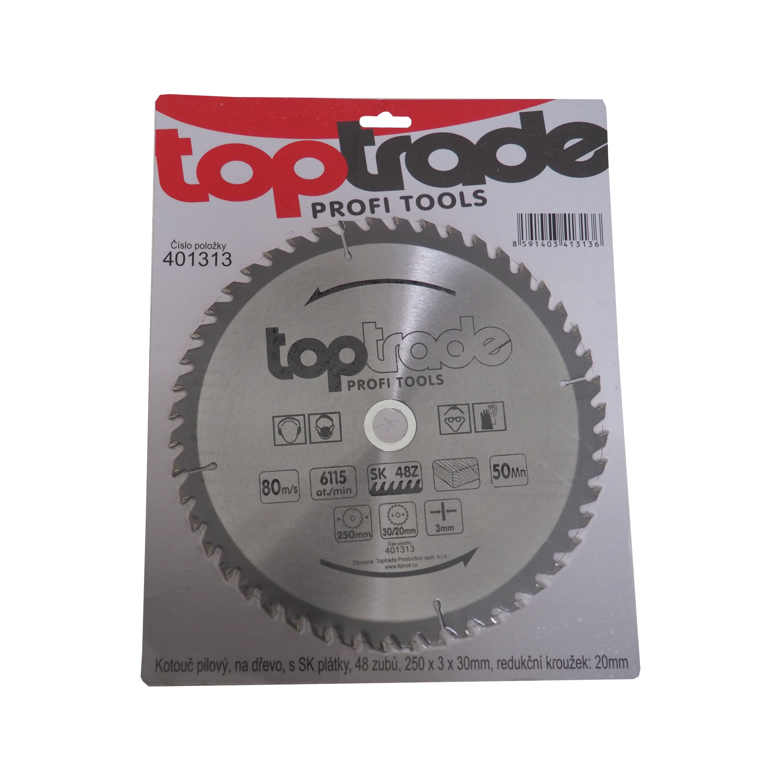 TOPTRADE pilový kotouč na dřevo 250 × 3 × 30/20 mm, 48 zubů, SK - náhled 2
