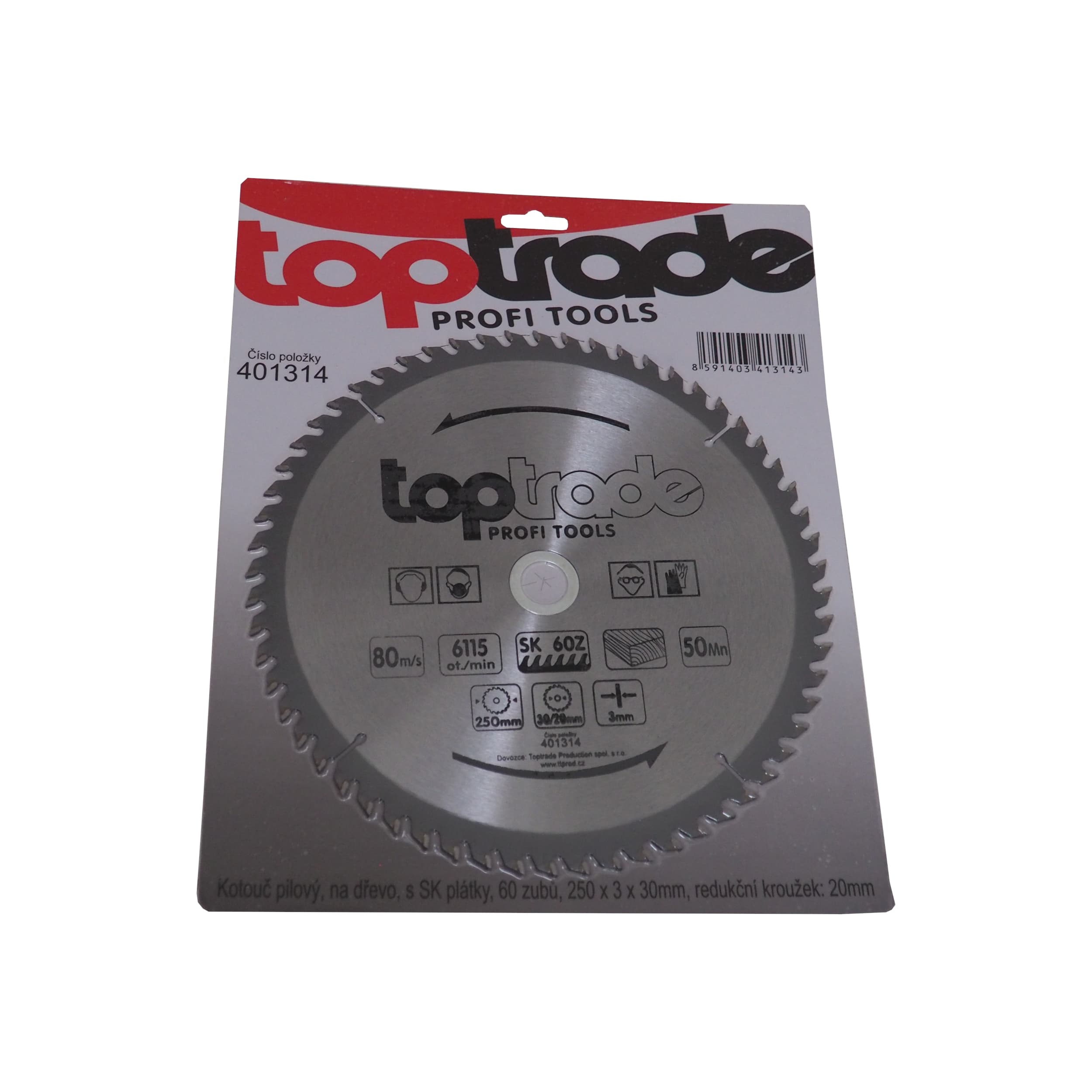 TOPTRADE pilový kotouč na dřevo 250 × 3 × 30/20 mm, 60 zubů, SK - náhled 2