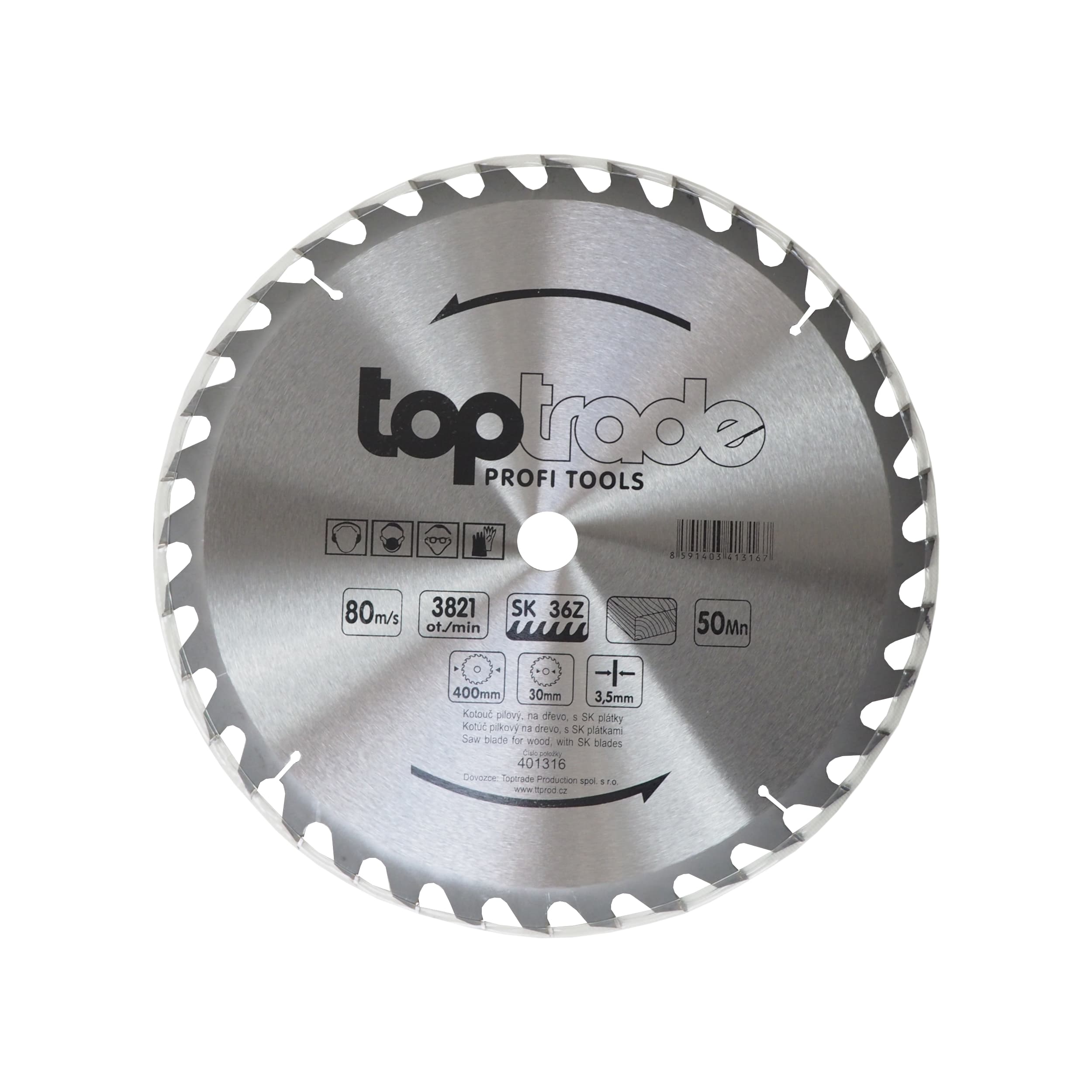 TOPTRADE pilový kotouč na dřevo 400×3,5×30 mm, 36 zubů (SK) - náhled 3