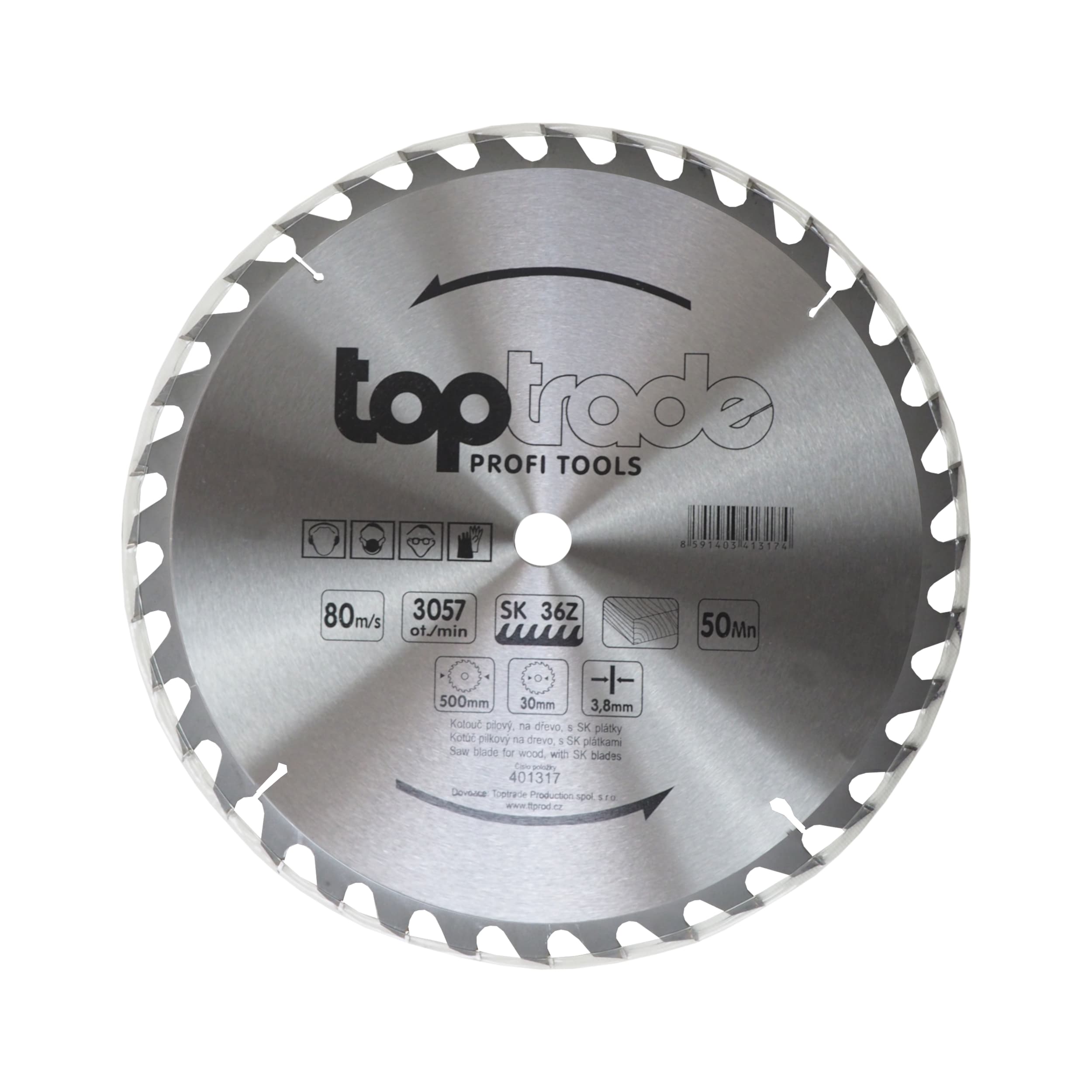 TOPTRADE pilový kotouč na dřevo 500×3,8×30 mm, 36 zubů (SK) - náhled 4
