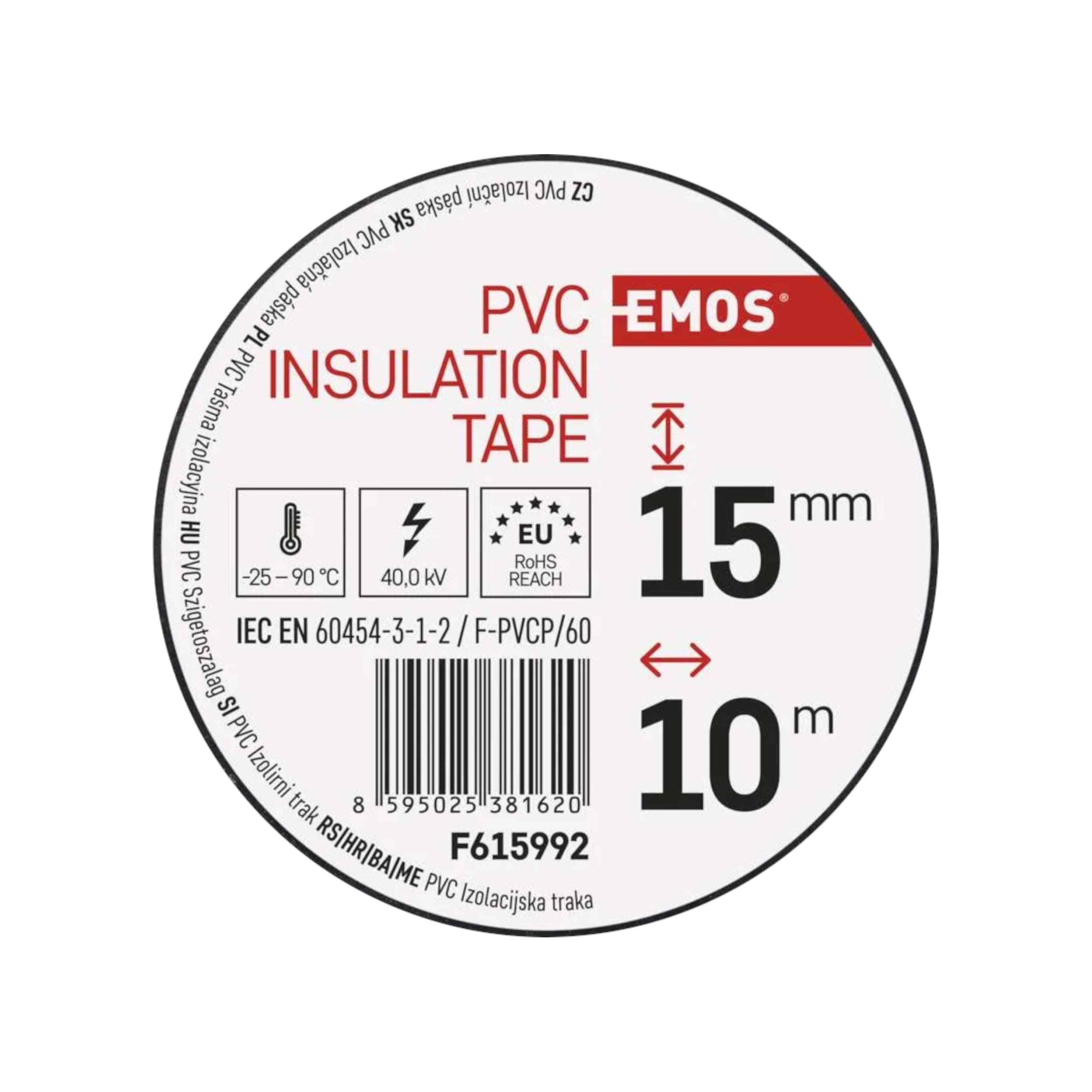 Elektroizolační PVC páska 15 mm × 10 m (10 ks), mix barev - náhled 3
