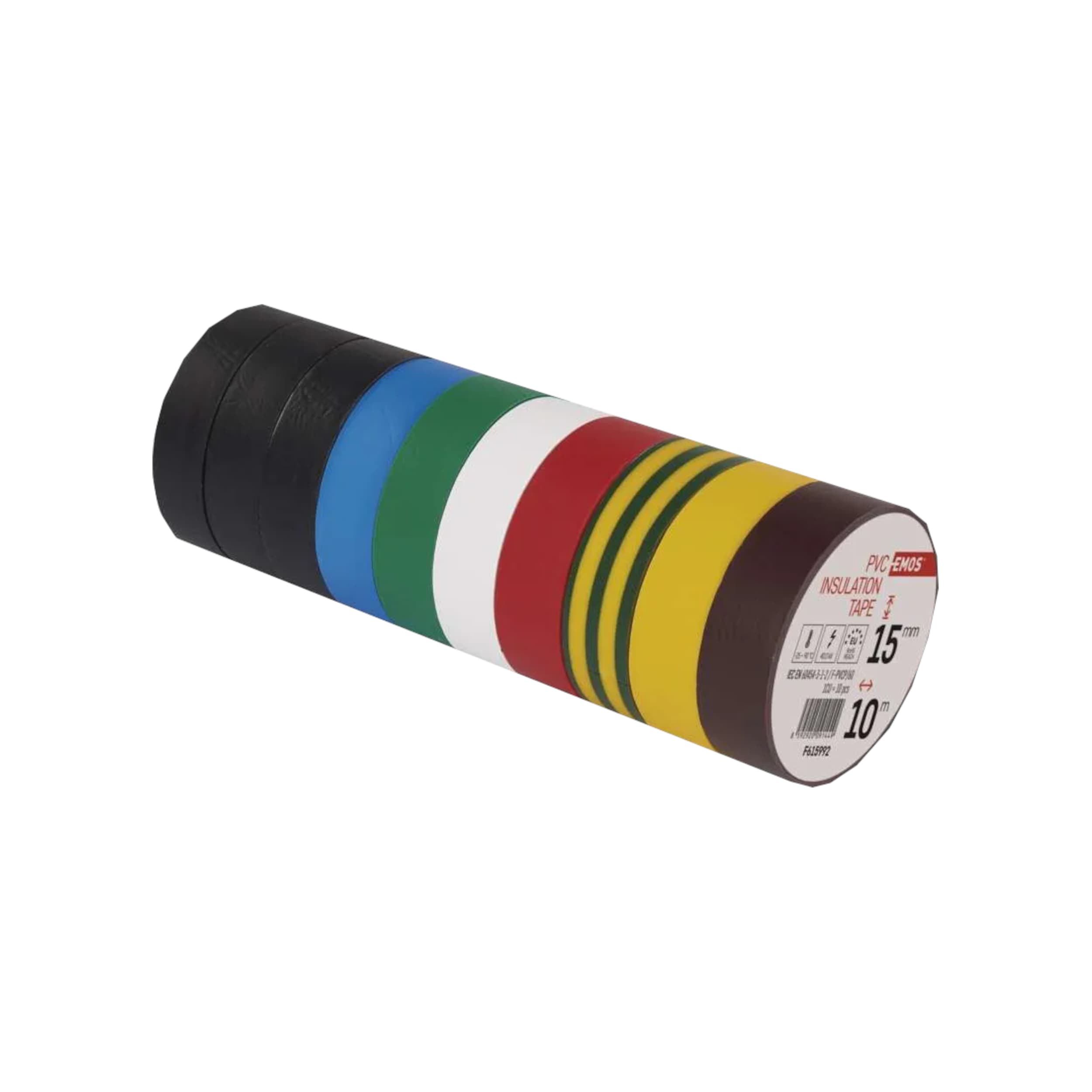 Elektroizolační PVC páska 15 mm × 10 m (10 ks), mix barev - náhled 4