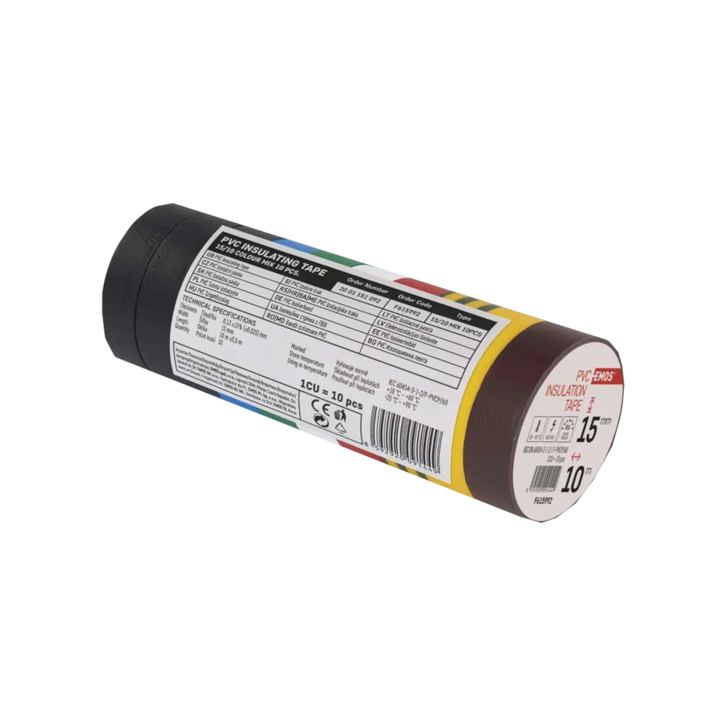 Elektroizolační PVC páska 15 mm × 10 m (10 ks), mix barev - náhled 5