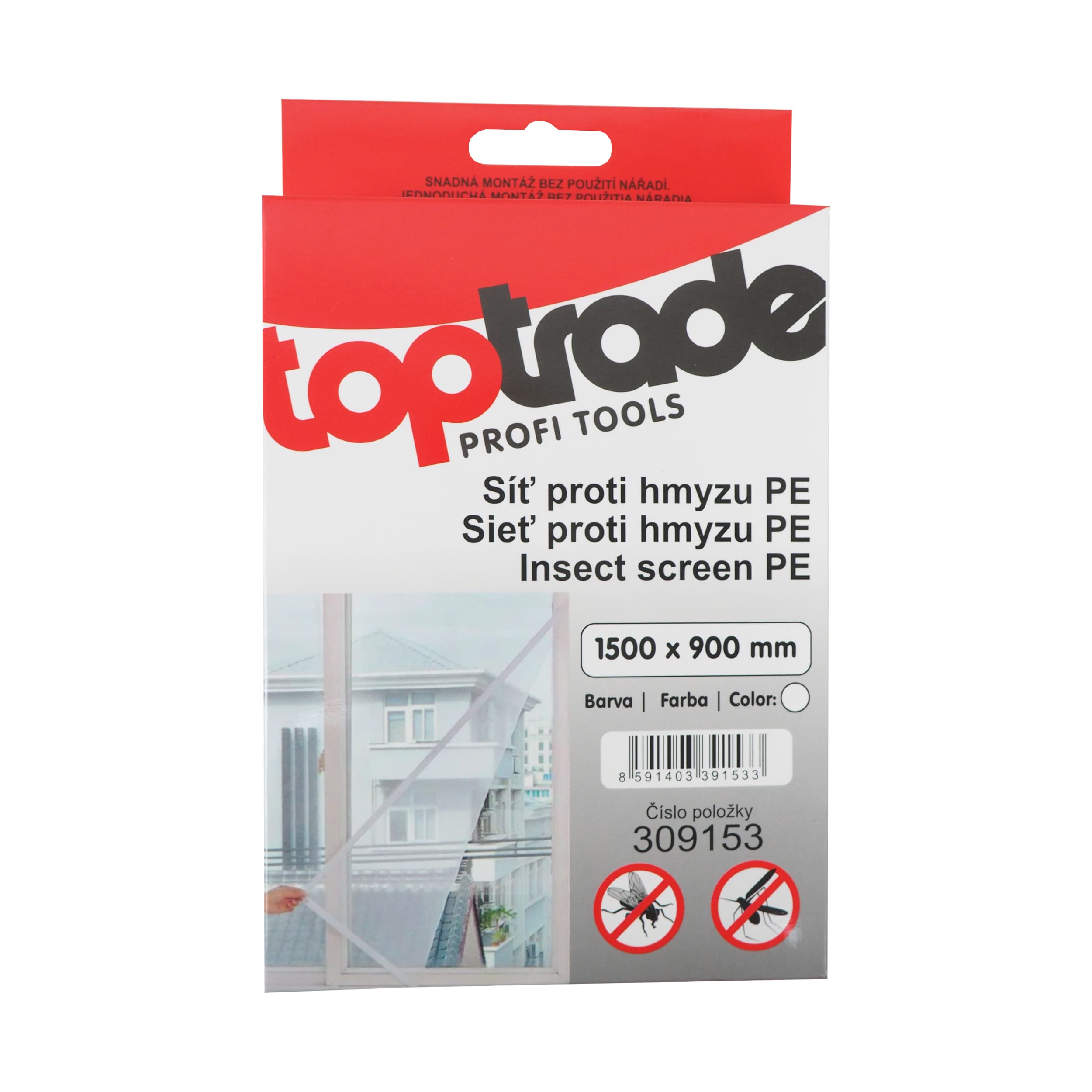 TOPTRADE okenní síť proti hmyzu PE 1500 × 900 mm - náhled 3