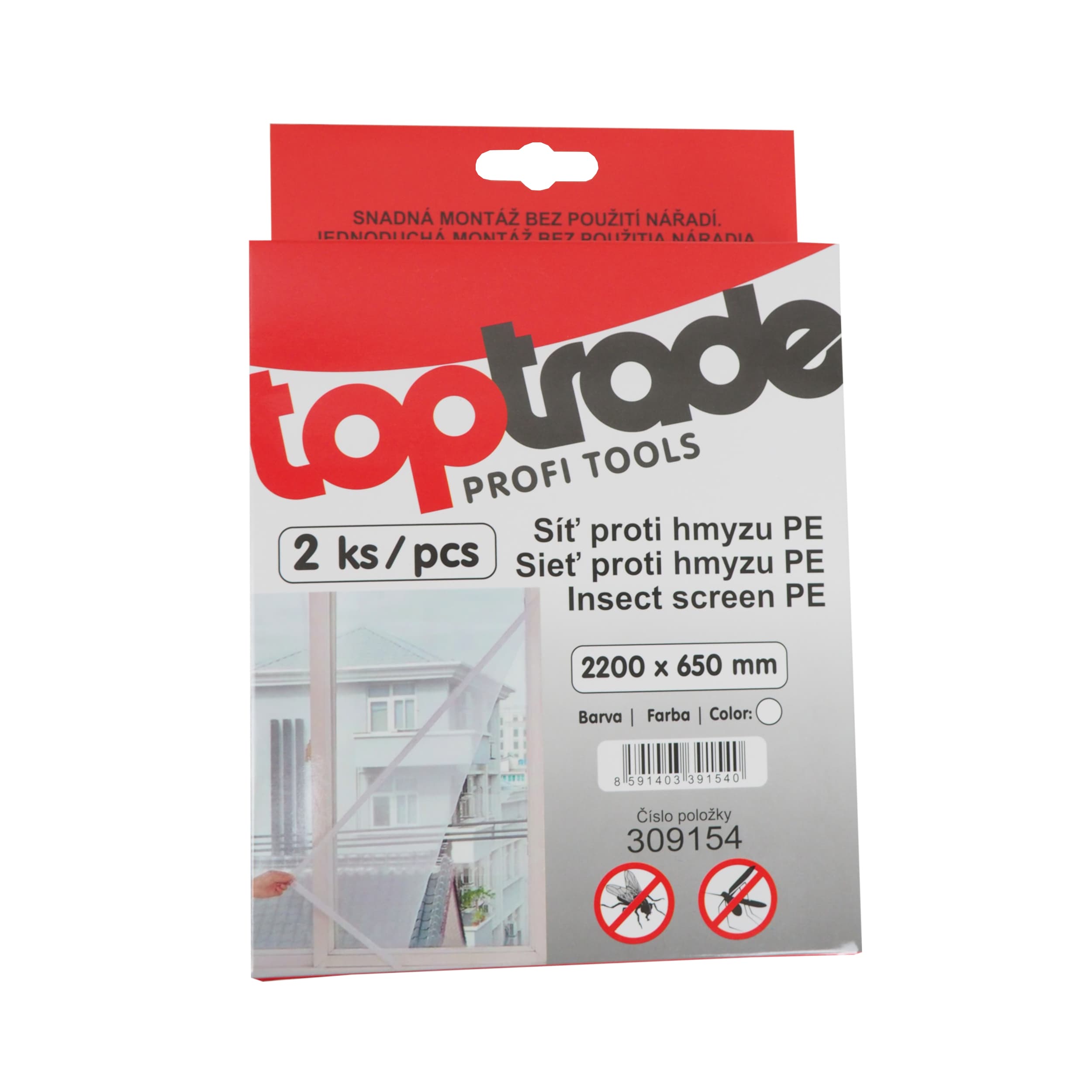 TOPTRADE síť proti hmyzu PE na balkón – 2 ks (2200 × 650 mm) - náhled 2