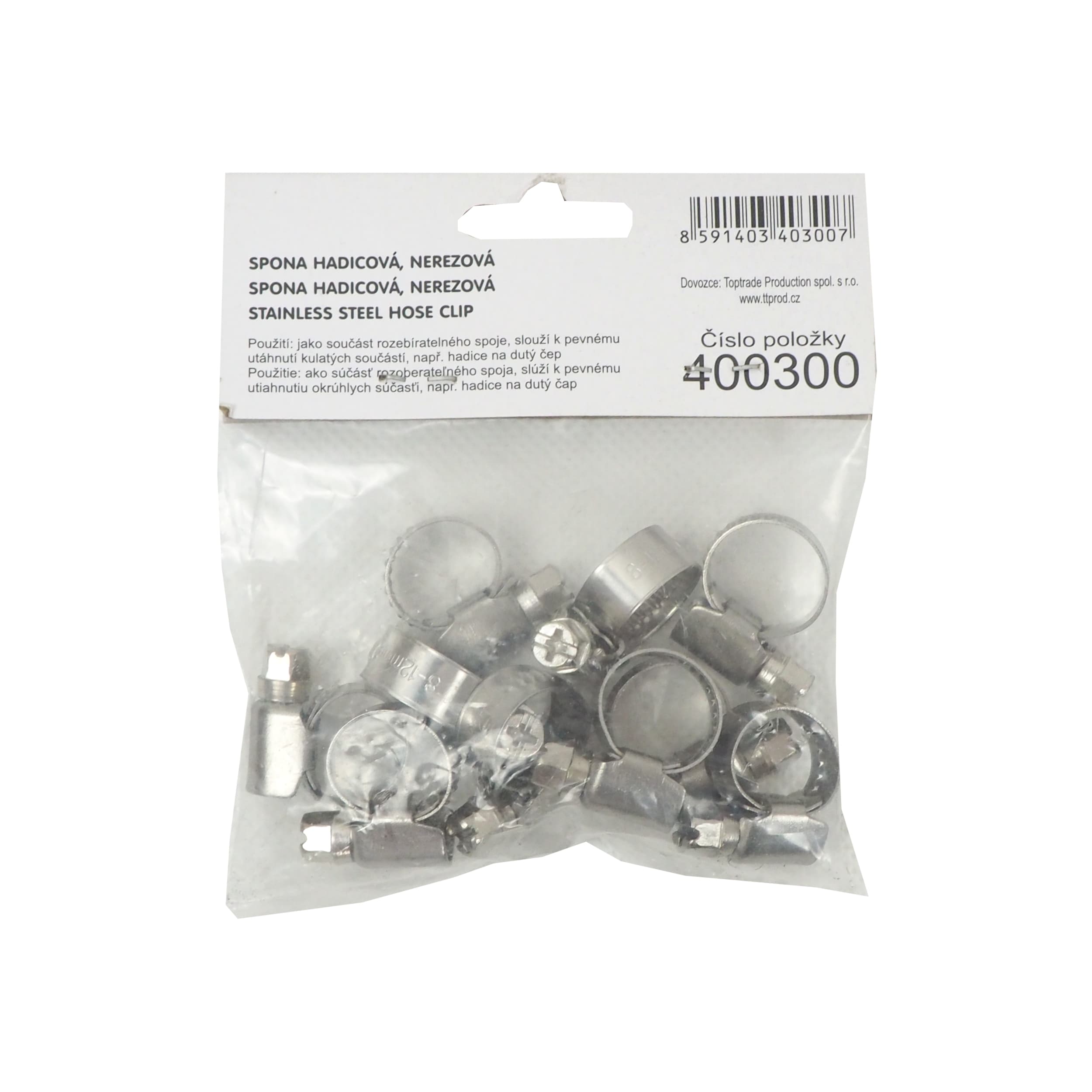 TOPTRADE nerezová hadicová spona 8–12 mm, sada 10 ks (páska 9 mm) - náhled 2