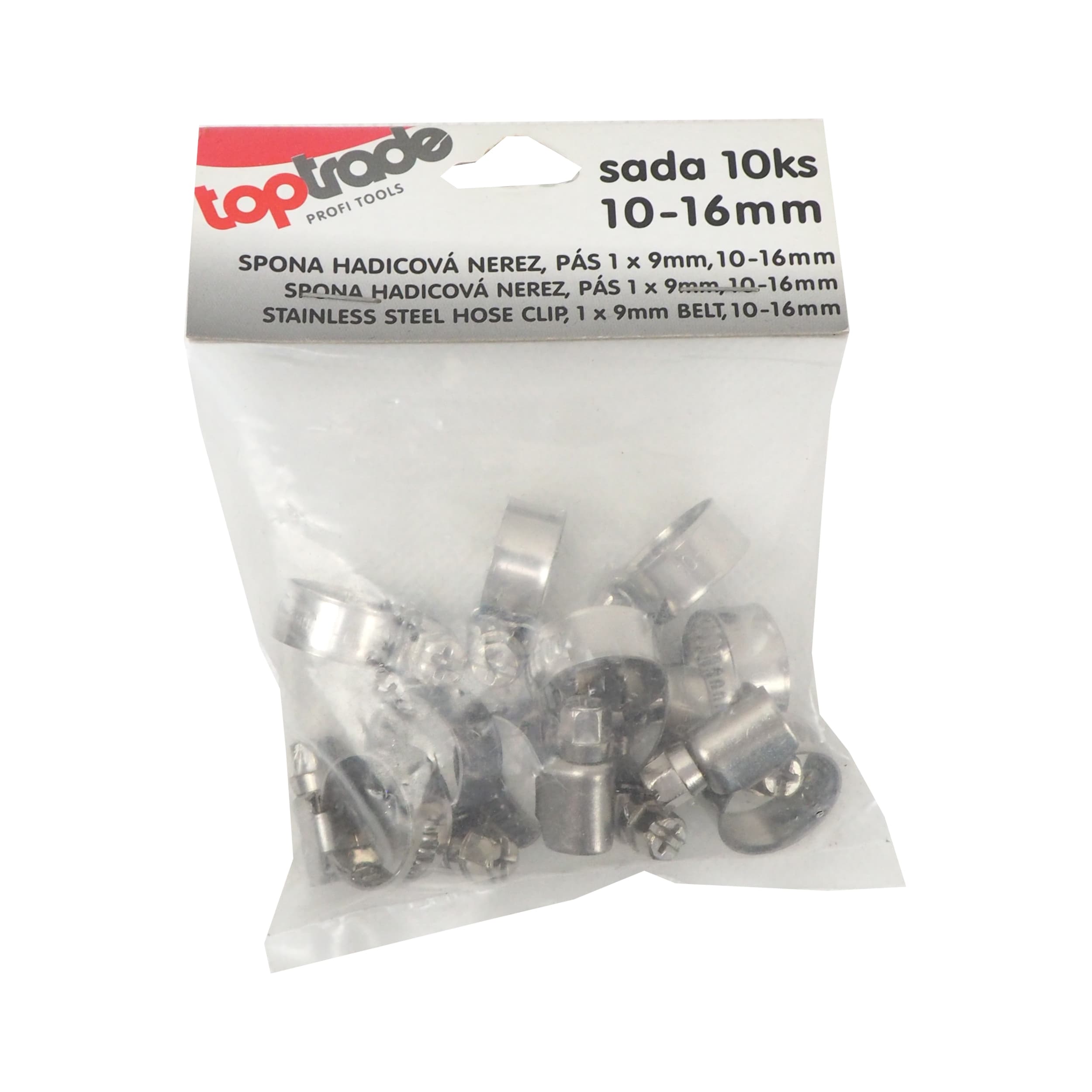TOPTRADE hadicové spony nerez 10–16 mm, šířka 9 mm, sada 10 ks - náhled 2