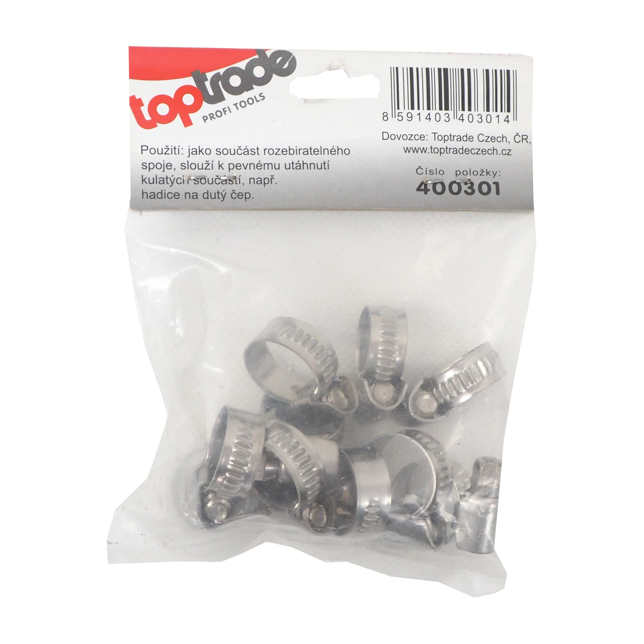TOPTRADE hadicové spony nerez 10–16 mm, šířka 9 mm, sada 10 ks - náhled 3