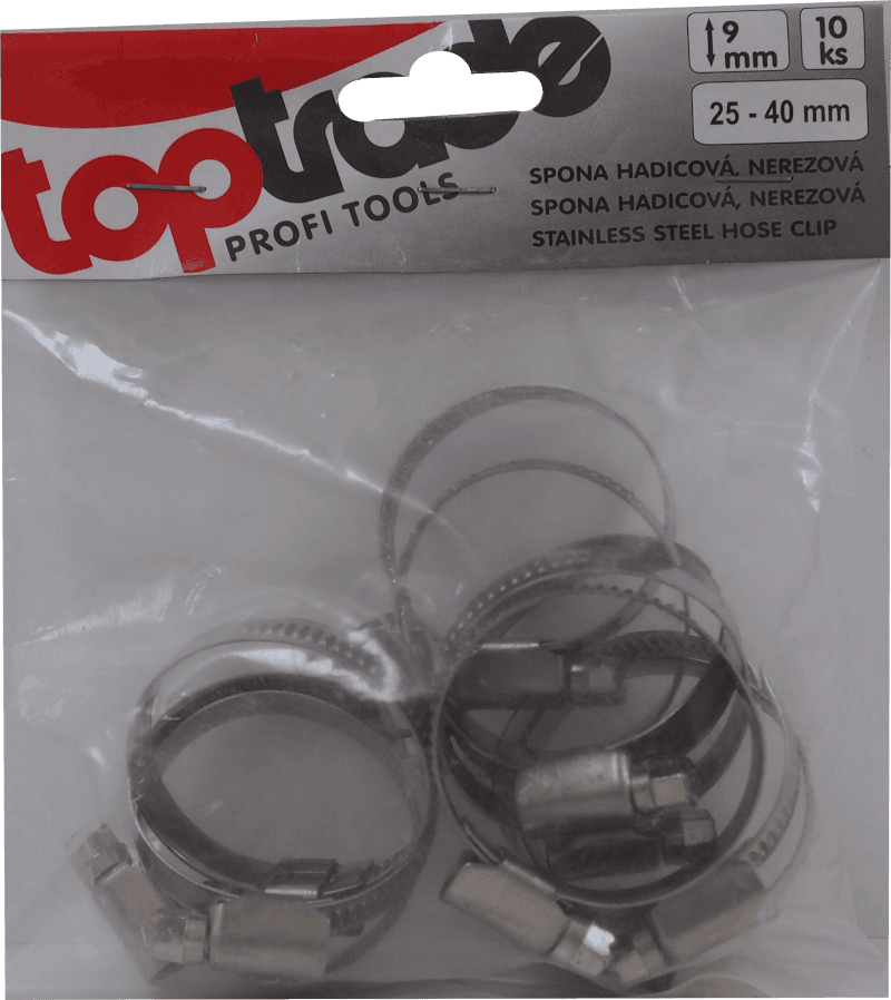 TOPTRADE hadicové spony nerezové 16–28 mm, sada 10 ks - náhled 3