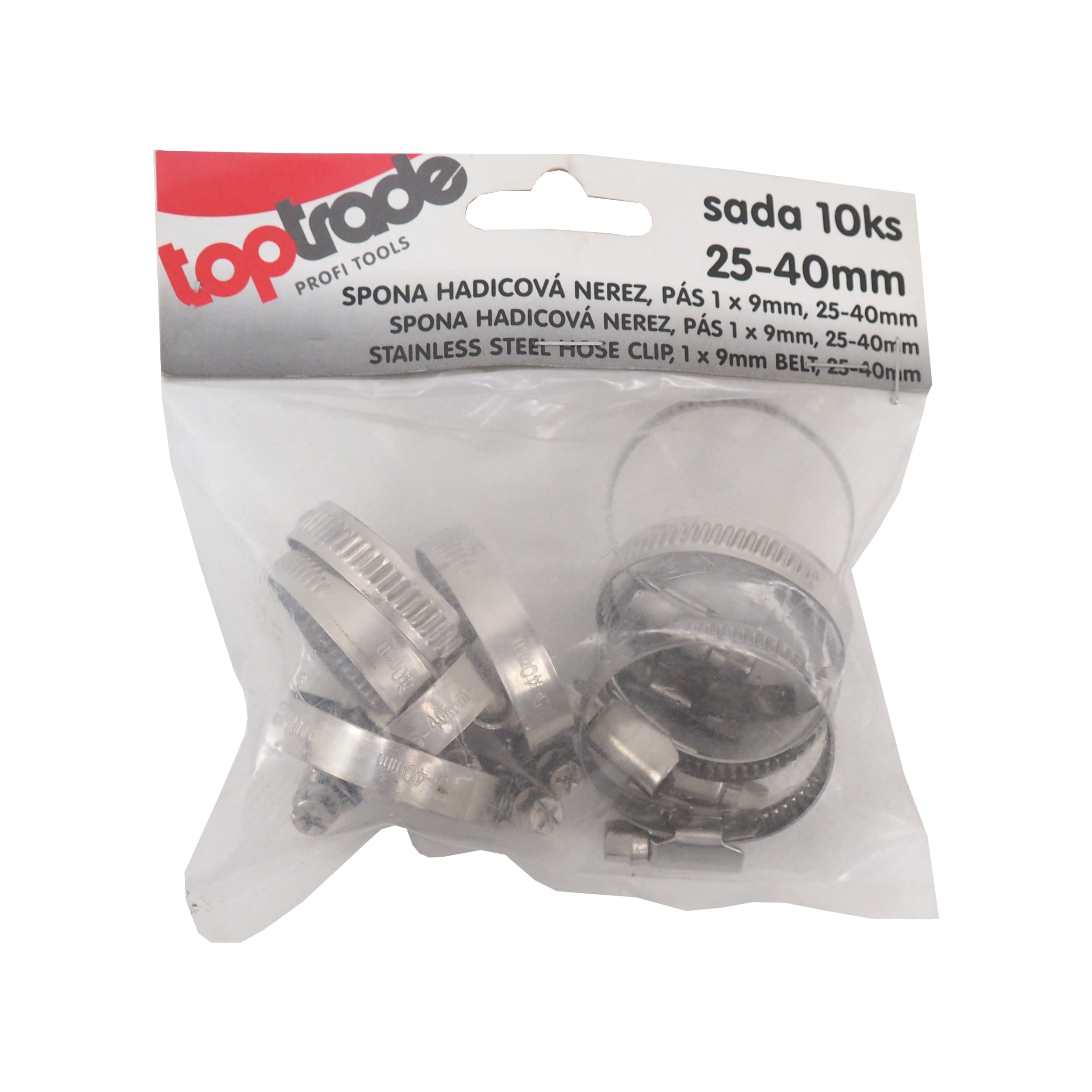 TOPTRADE nerezové hadicové spony 25–40 mm, sada 10 ks - náhled 2