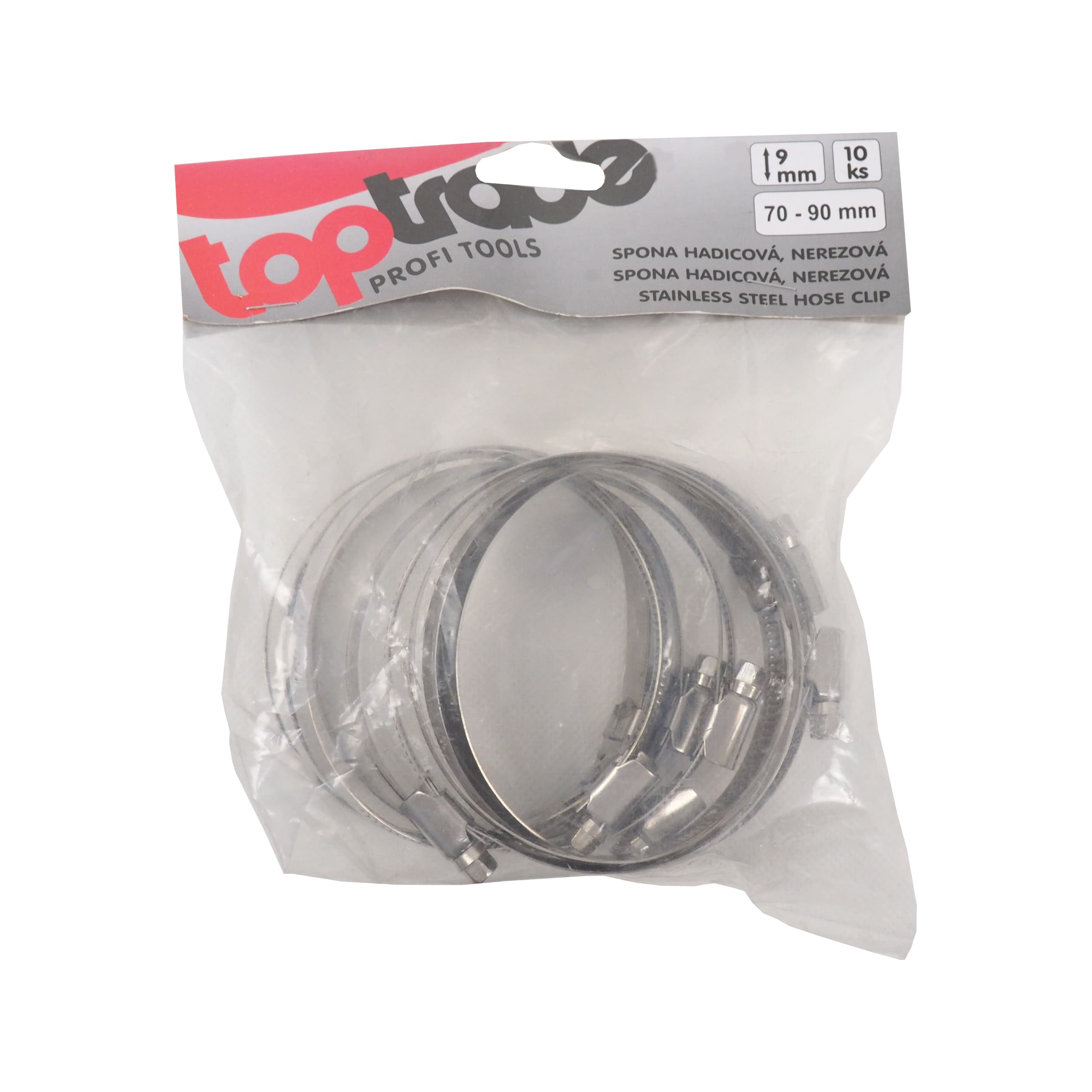 TOPTRADE nerezové hadicové spony 70–90 mm – sada 10 ks - náhled 2