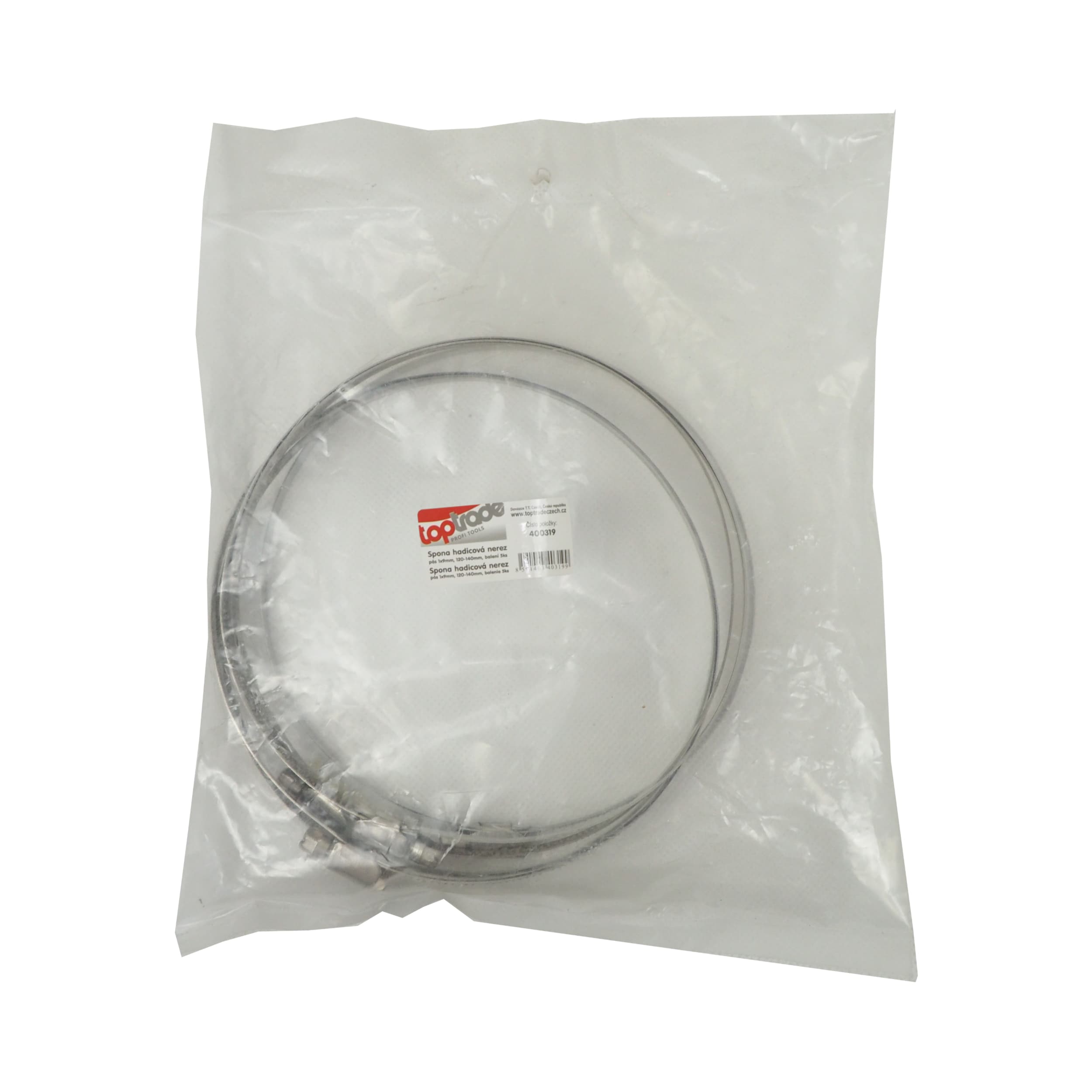 TOPTRADE nerezové hadicové spony 120–140 mm, sada 5 ks – šířka 9 mm - náhled 2