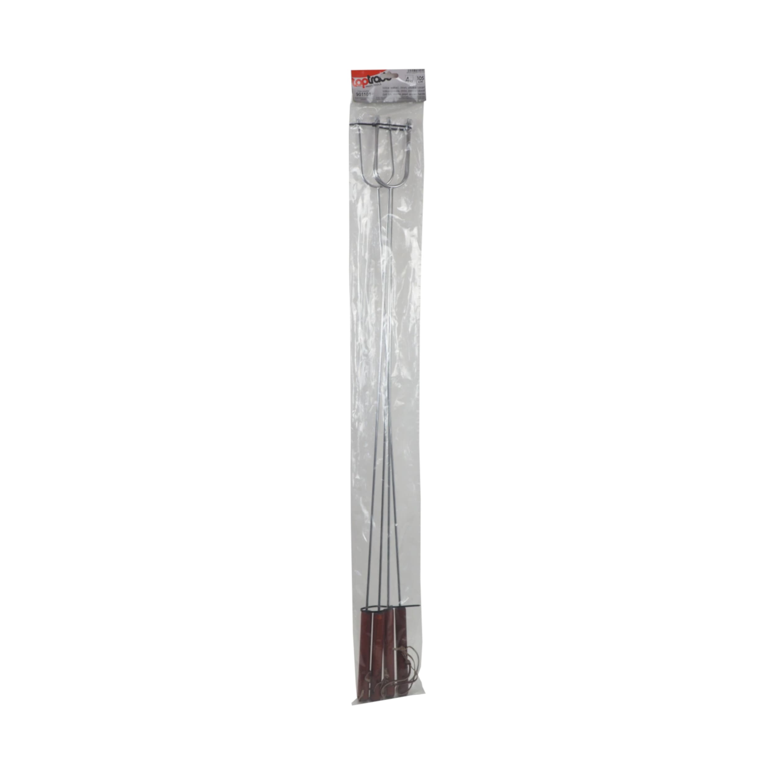 TOPTRADE opékací vidlice 105 cm (4 ks) – chrom, dřevěná rukojeť - náhled 2