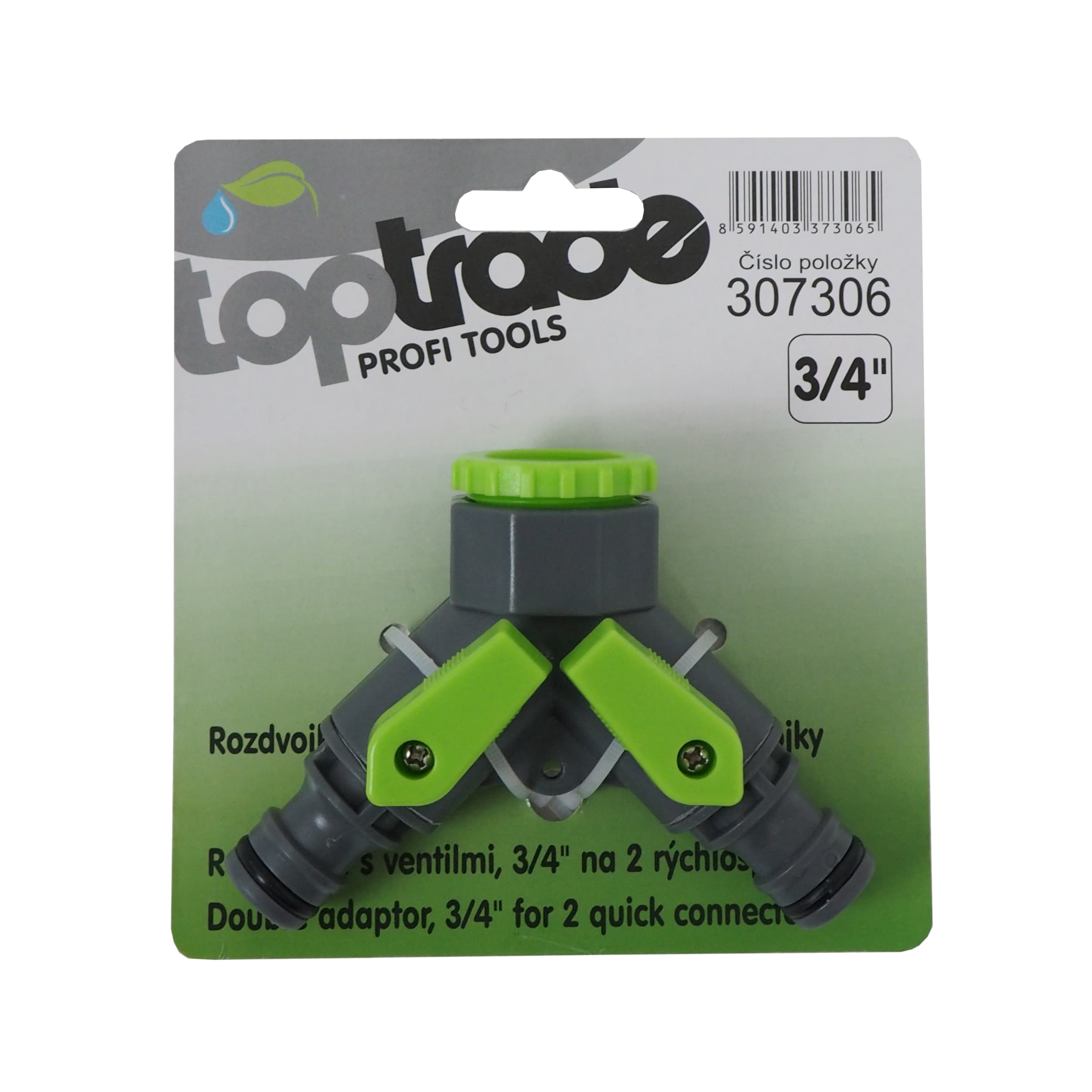 TOPTRADE rozdvojka s ventily 3/4" na 2 rychlospojky - náhled 2