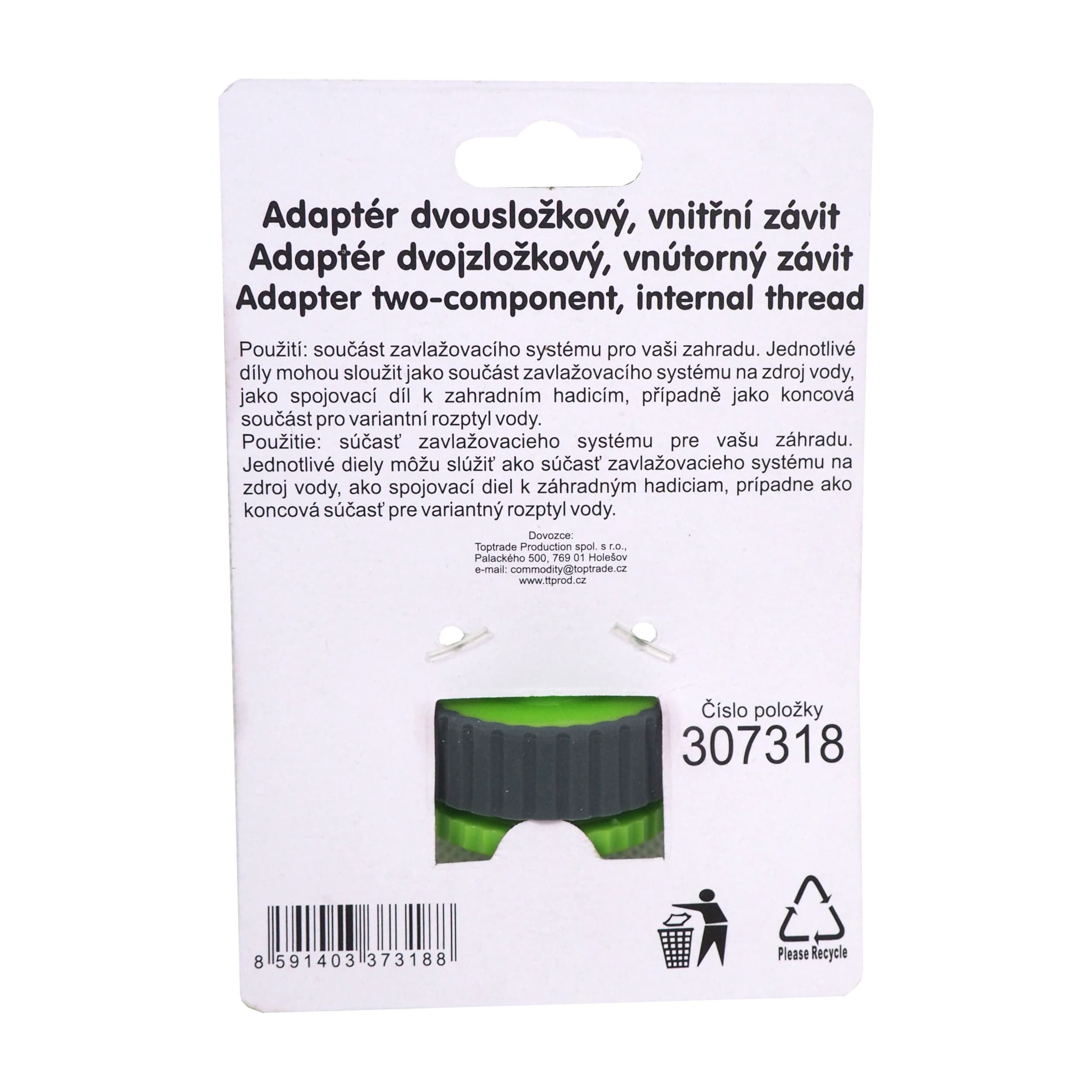 TOPTRADE adaptér, vnitřní závit 3/4" × 1", dvousložkový - náhled 3