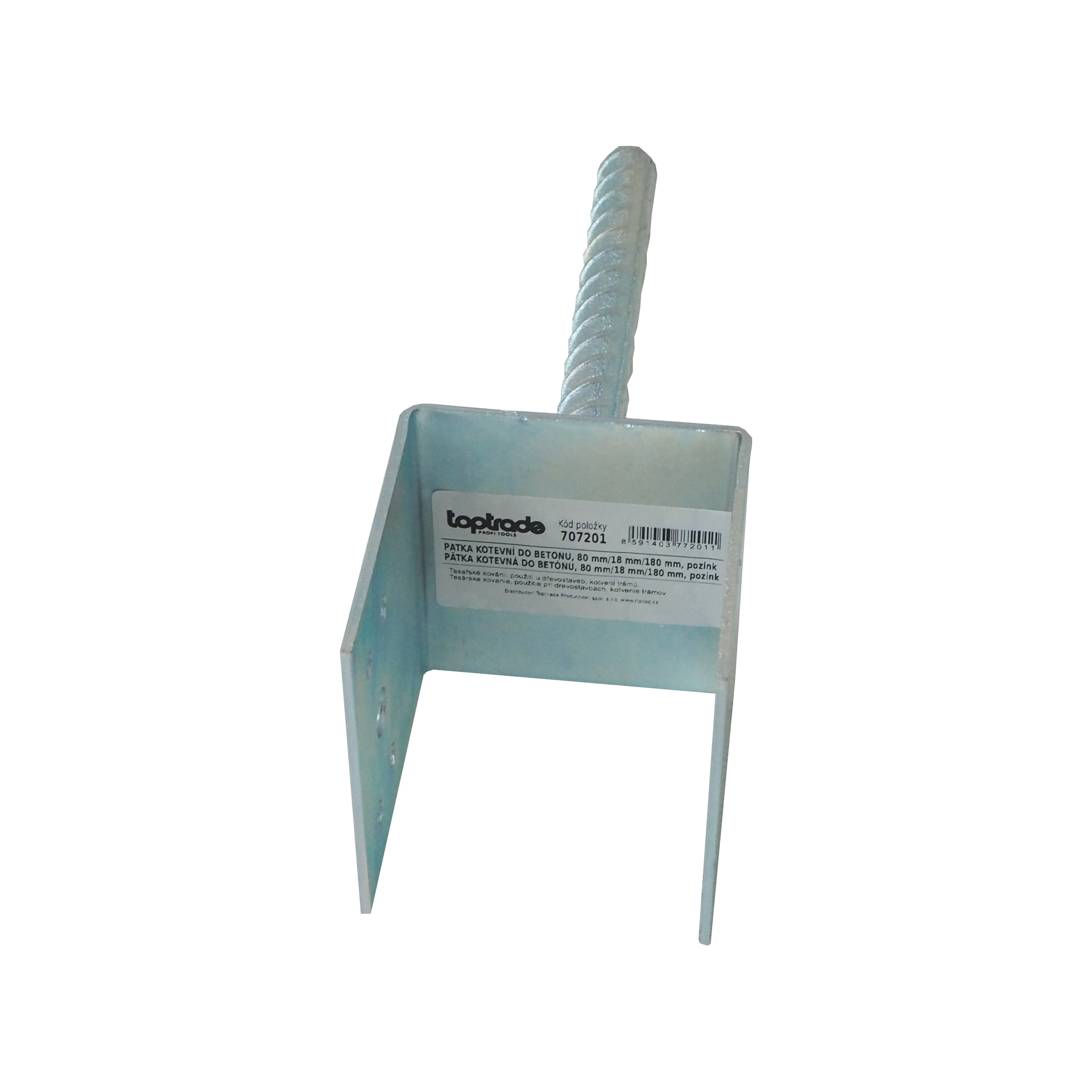 TOPTRADE kotevní patka U do betonu 80×90 mm, pozink - náhled 2