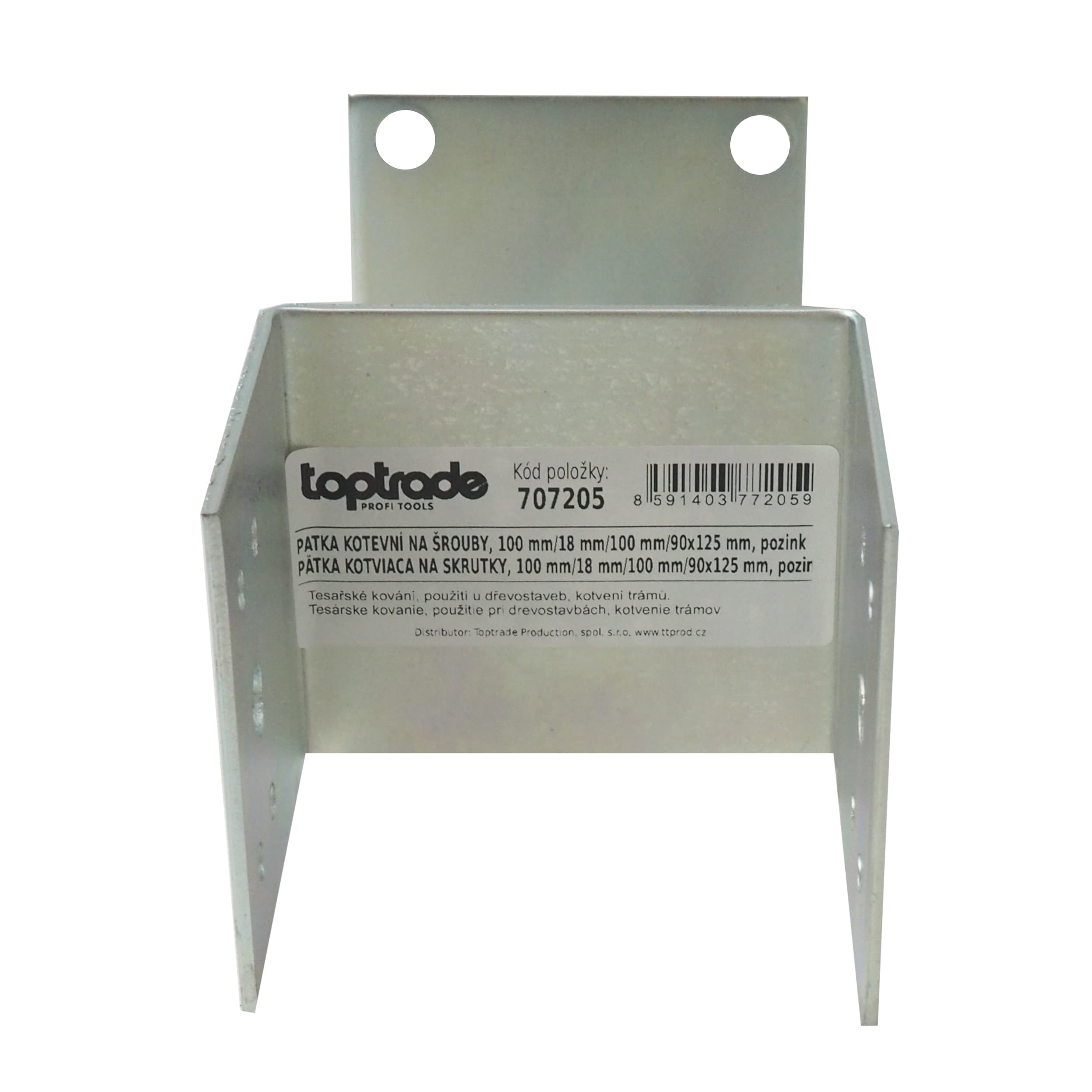 TOPTRADE kotevní patka U na šrouby 100×90 mm, pozink 3 mm - náhled 4