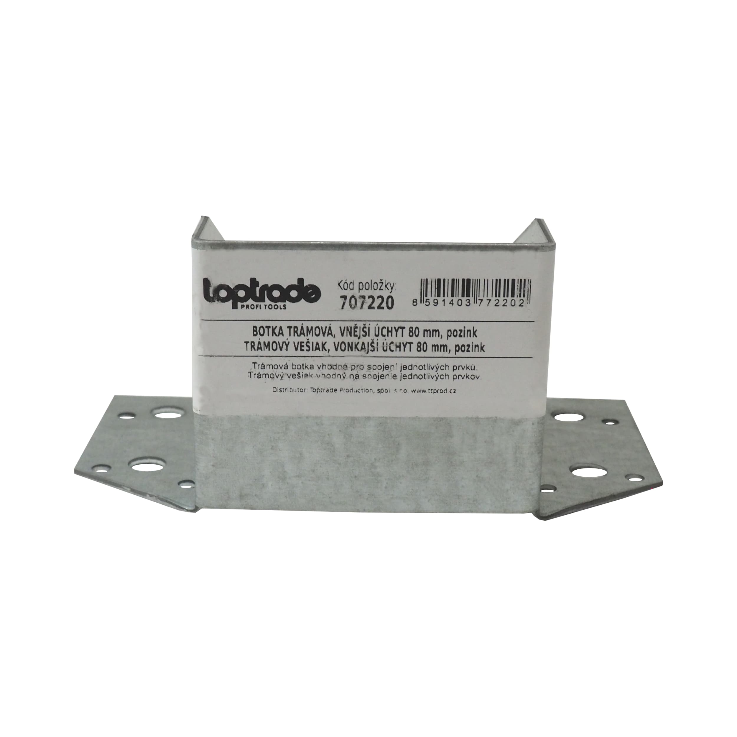 TOPTRADE botka pro trám 80 mm – vnější úchyt, pozink (2 mm) - náhled 2