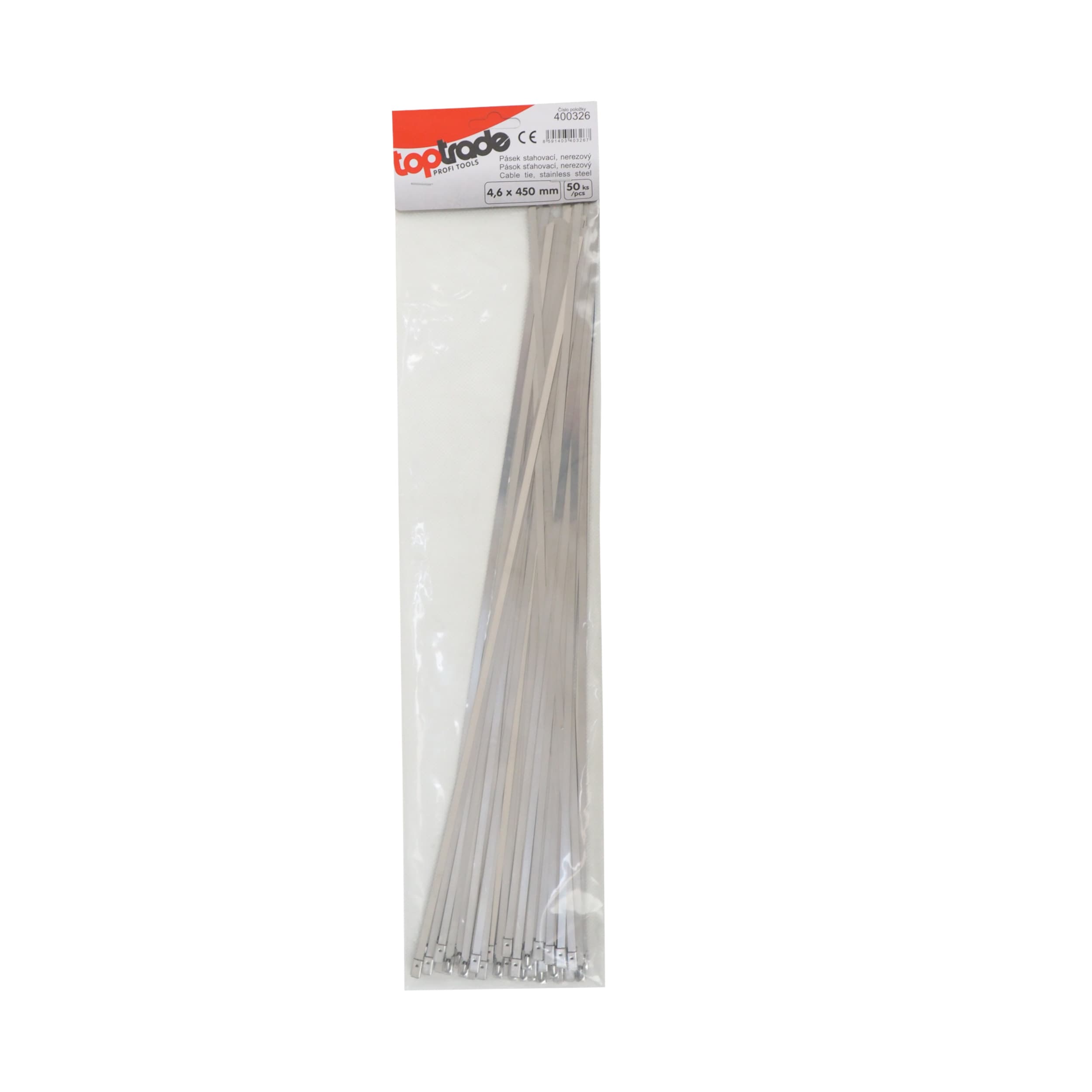 TOPTRADE stahovací pásky nerezové 4,6 × 450 mm, 50 ks - náhled 2