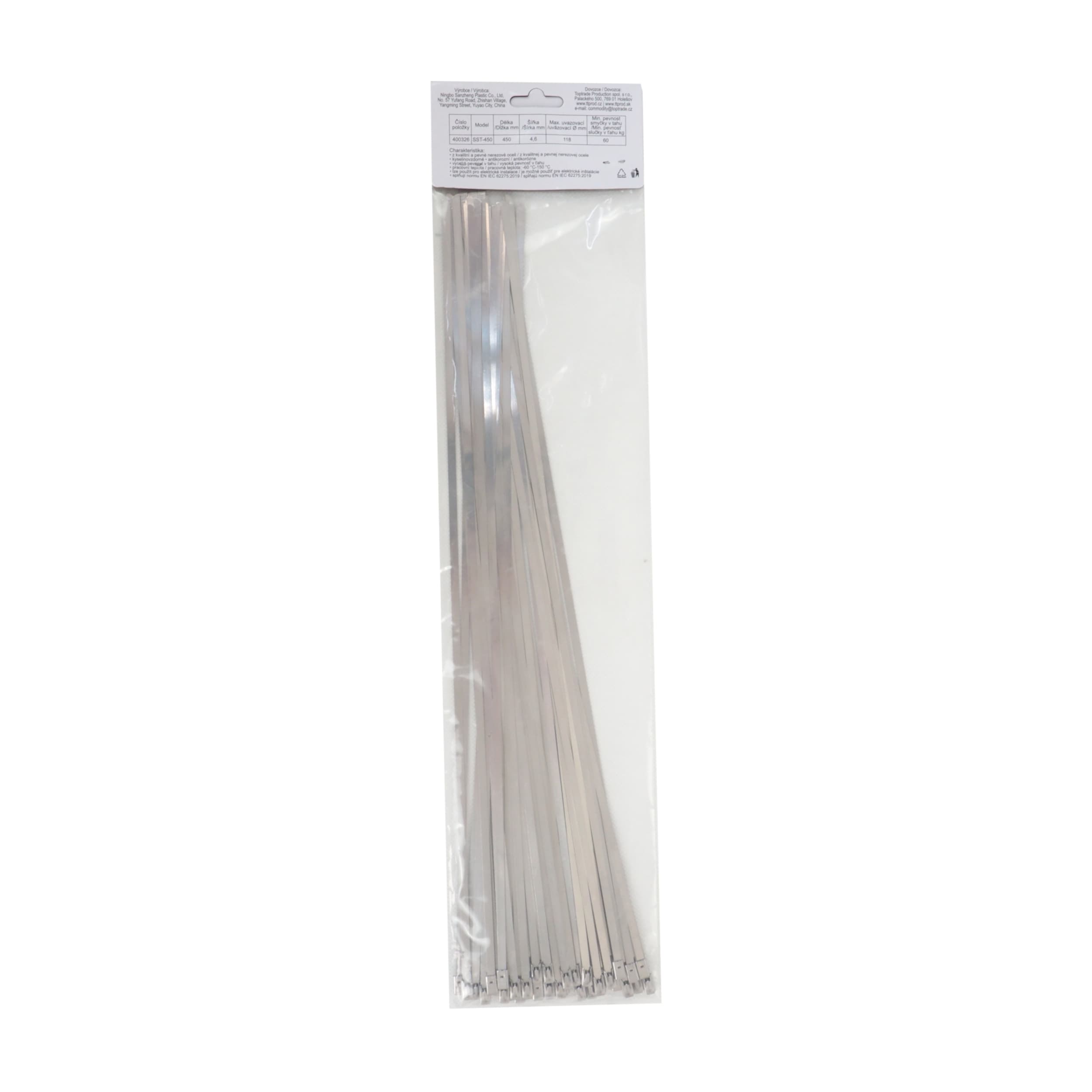 TOPTRADE stahovací pásky nerezové 4,6 × 450 mm, 50 ks - náhled 3