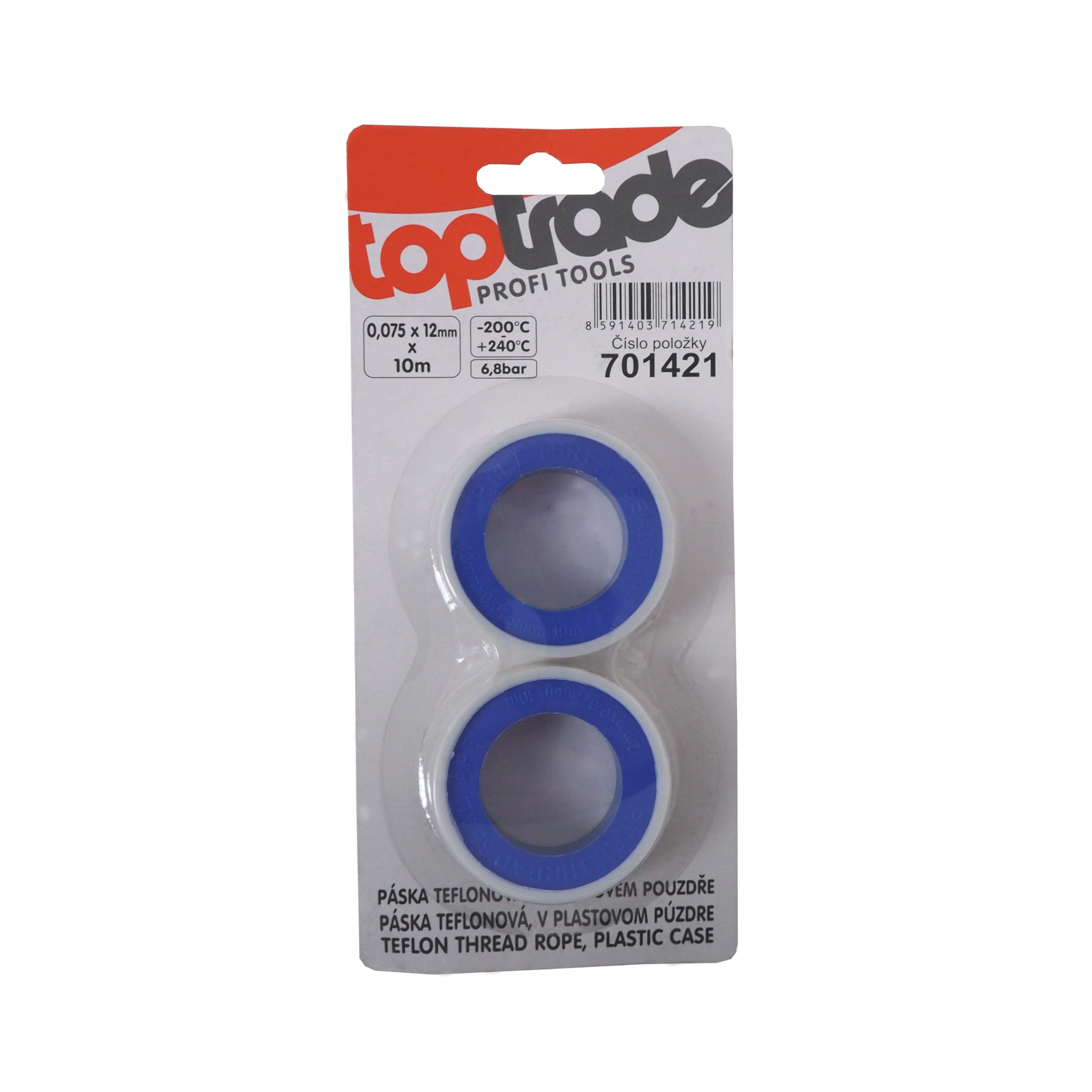 TOPTRADE teflonová těsnicí páska, plastová cívka, 2 ks, 0,075 × 12 mm / 10 m - náhled 3