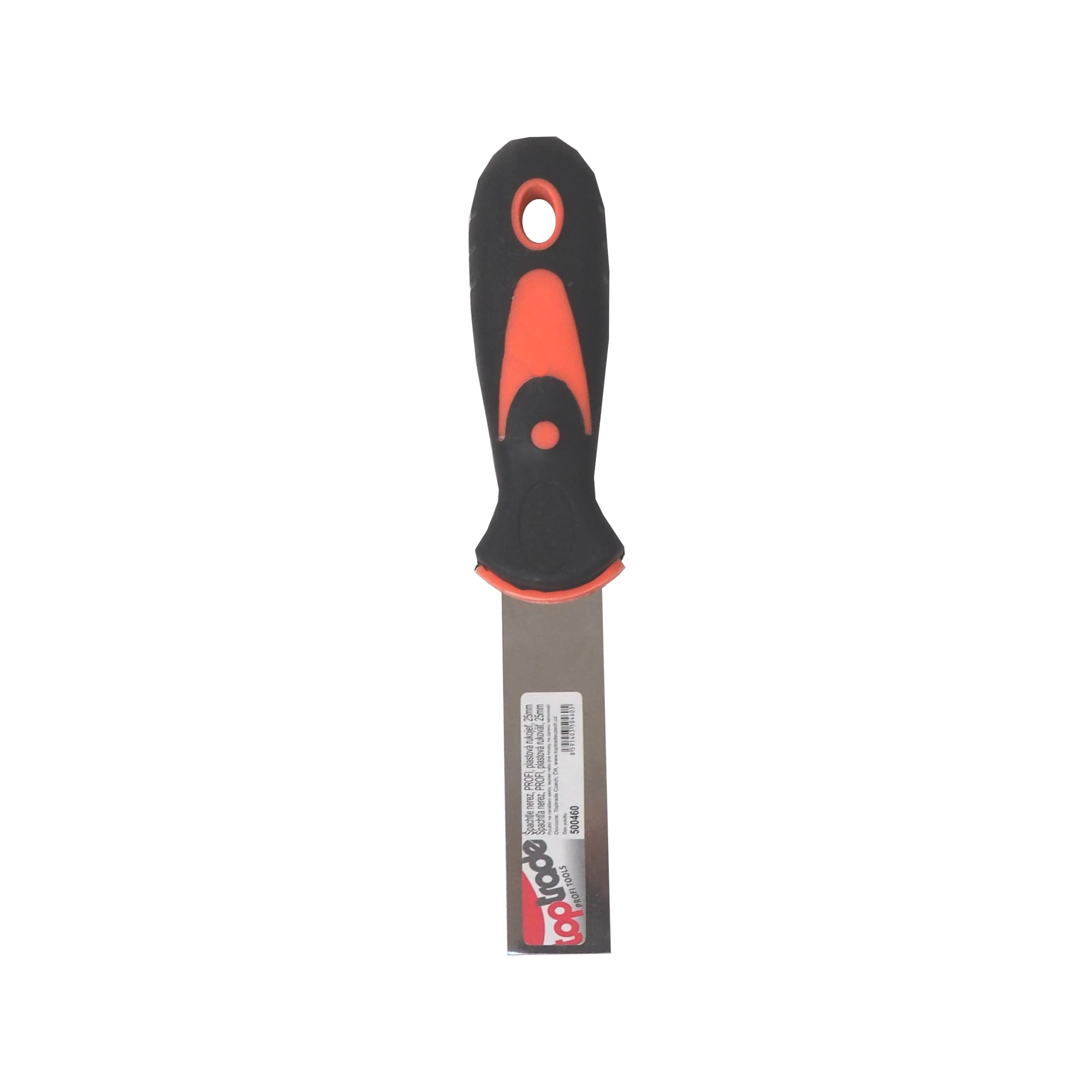 TOPTRADE špachtle nerezová 30 mm, ergonomická gumová rukojeť – profi - náhled 2