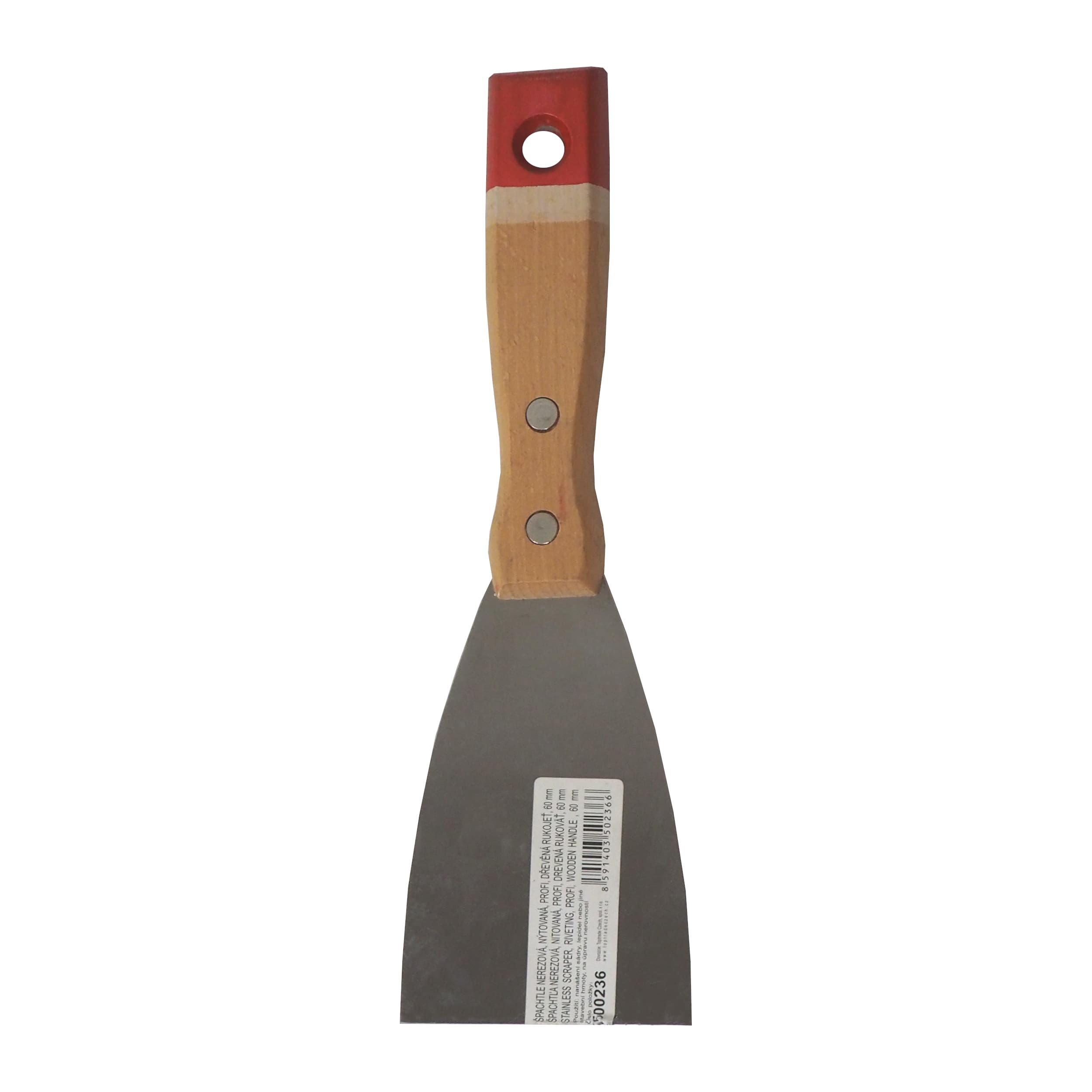 TOPTRADE špachtle nerezová 60 mm, dřevěná nýtovaná rukojeť - náhled 2