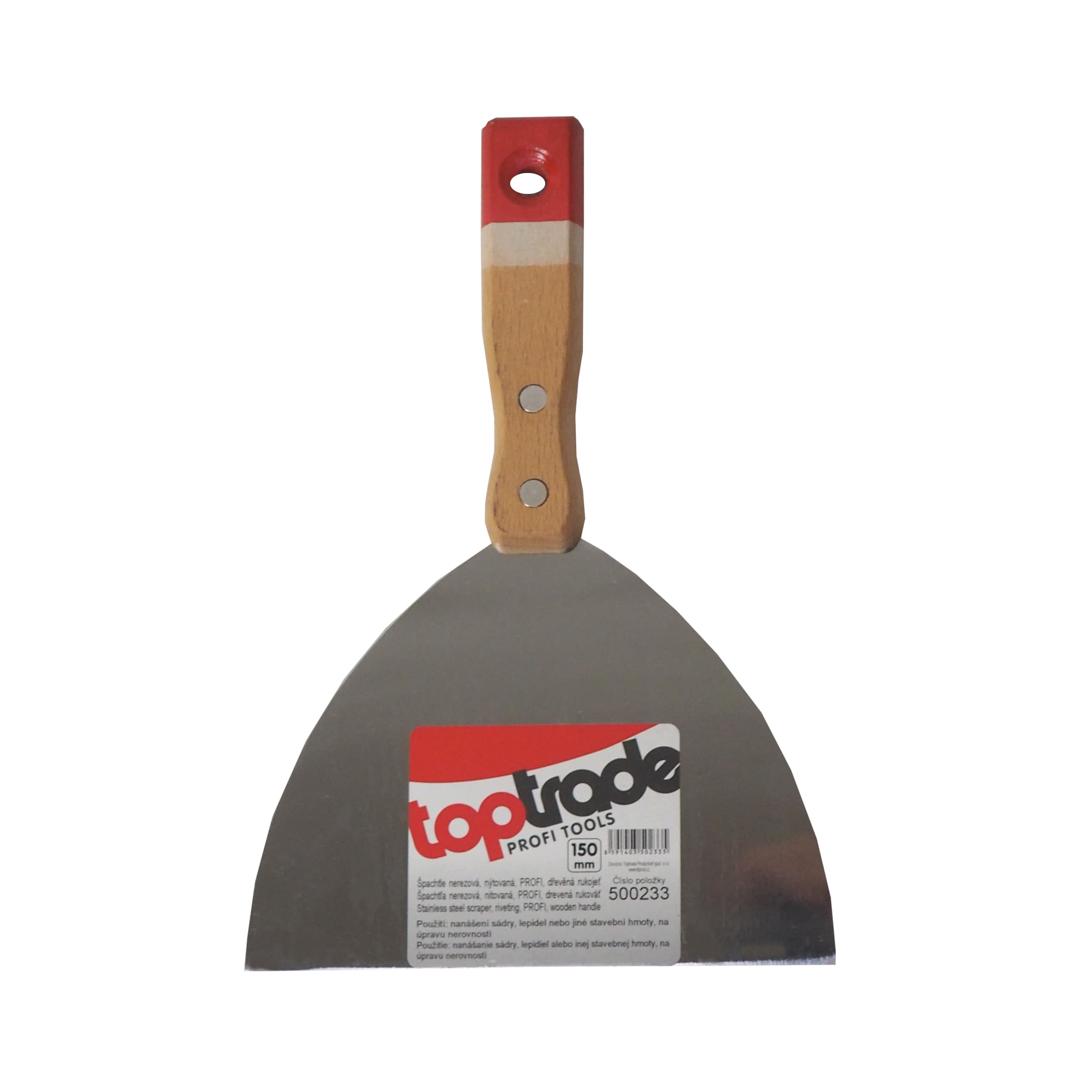 TOPTRADE špachtle nerezová 150 mm – dřevěná, nýtovaná rukojeť - náhled 2