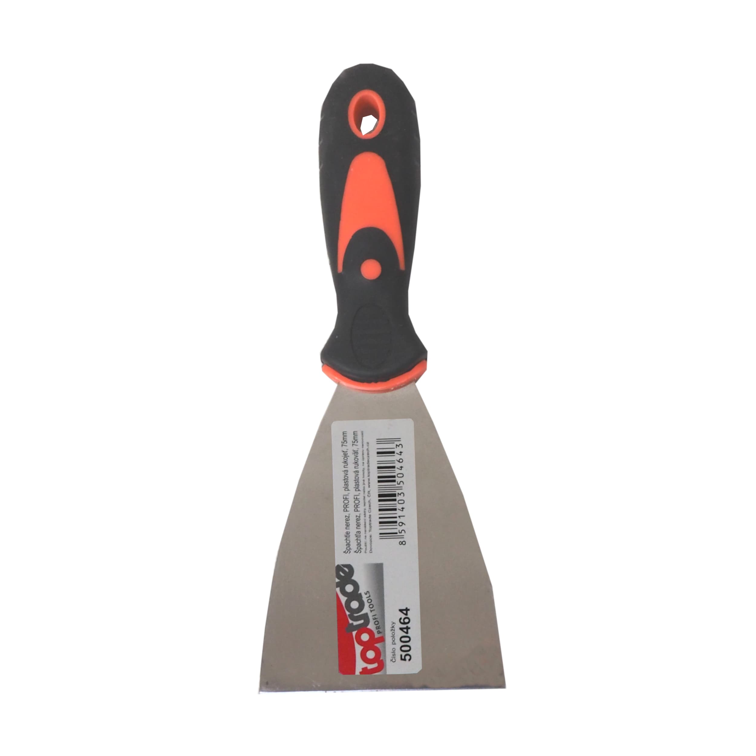 TOPTRADE nerezová špachtle 75 mm s ergonomickou gumovou rukojetí - náhled 2