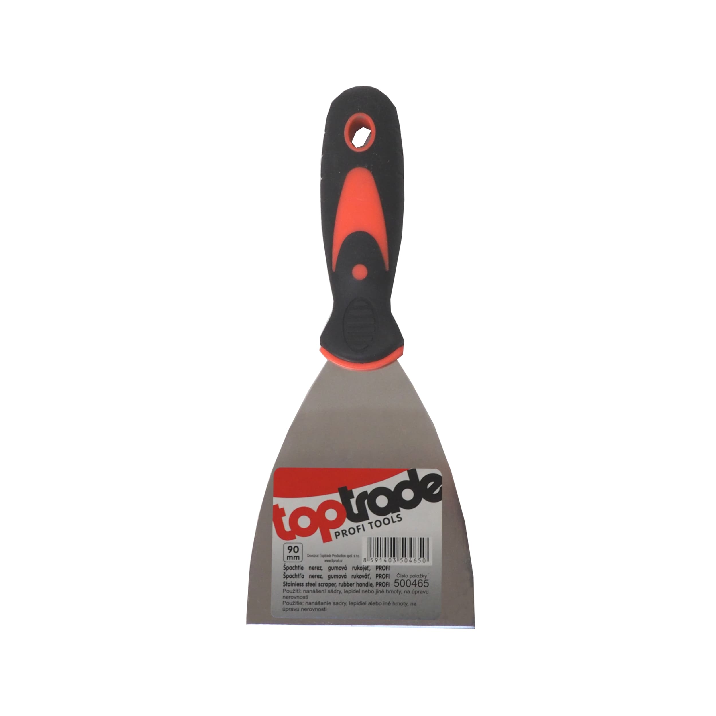 TOPTRADE špachtle nerezová s gumovou ergonomickou rukojetí 90 mm – profi - náhled 2