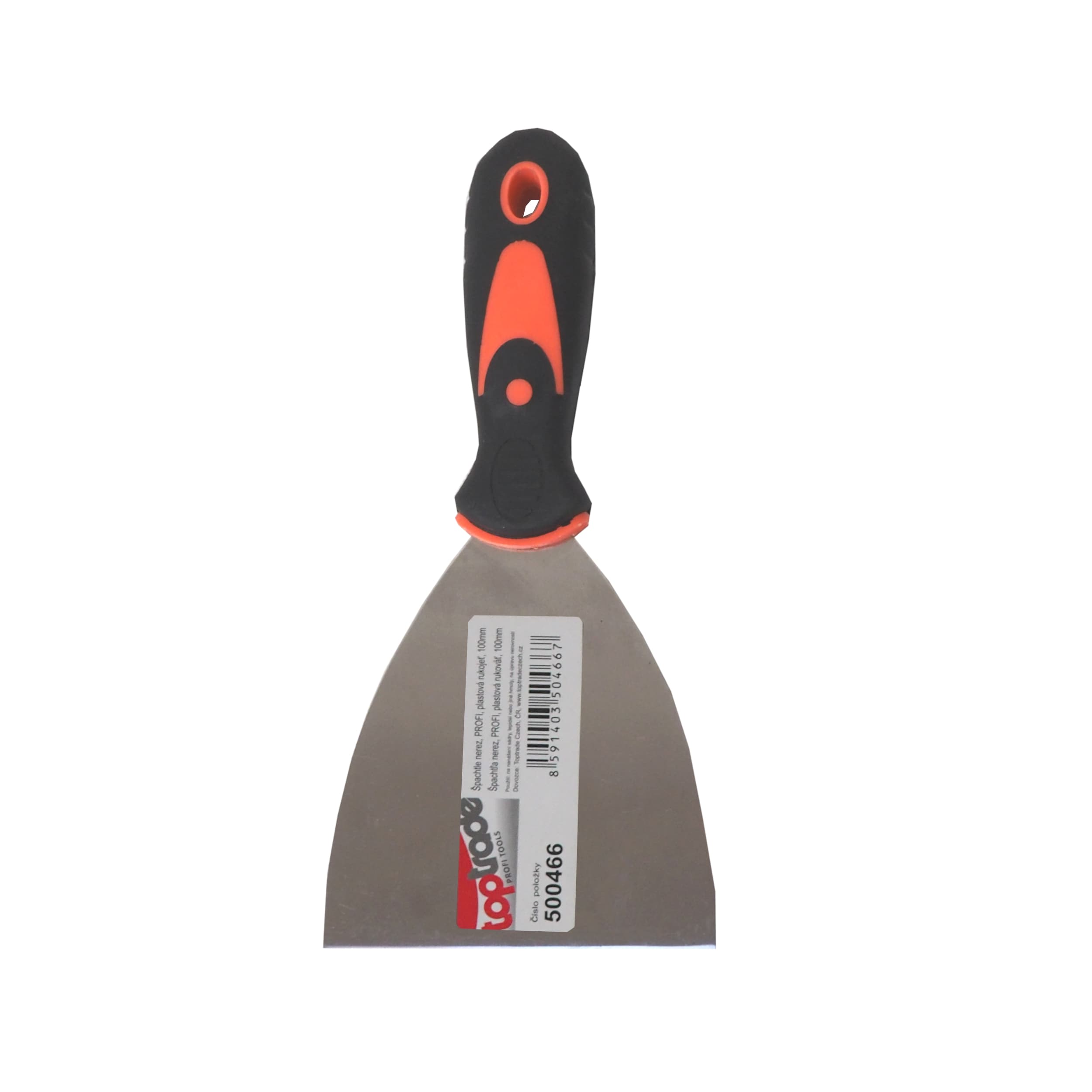TOPTRADE nerezová špachtle 100 mm, ergonomická gumová rukojeť, profi - náhled 2