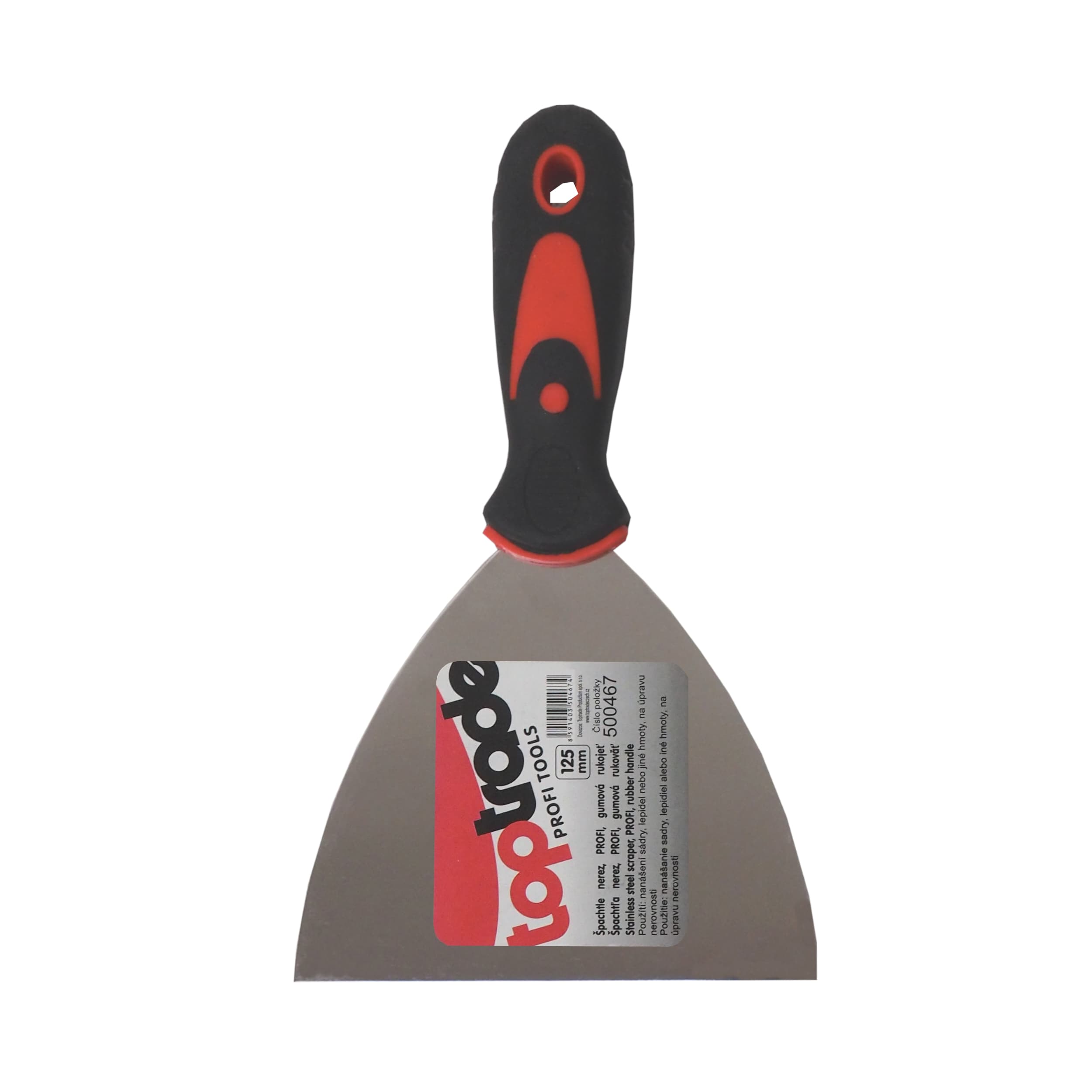 TOPTRADE špachtle nerezová 125 mm s ergonomickou gumovou rukojetí - náhled 2