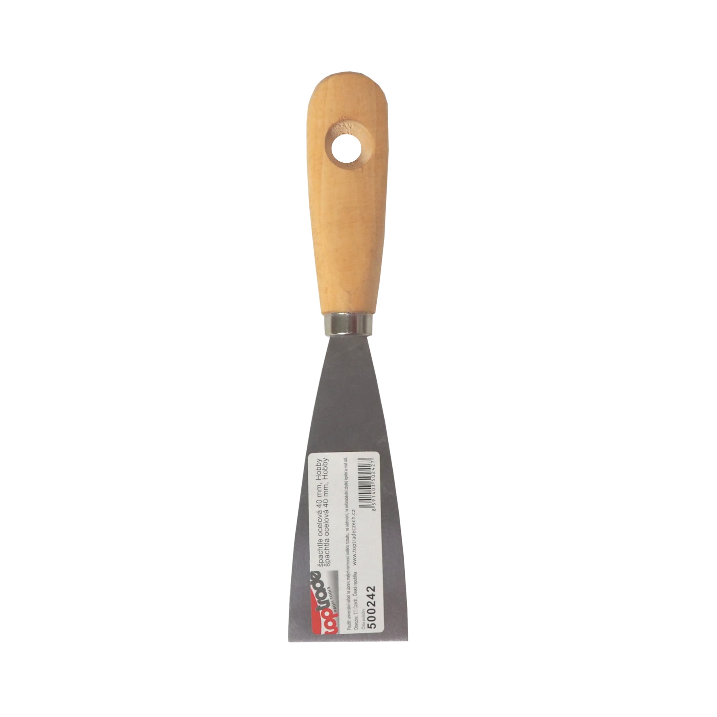 TOPTRADE špachtle ocelová 40 mm, dřevěná rukojeť (hobby) - náhled 3