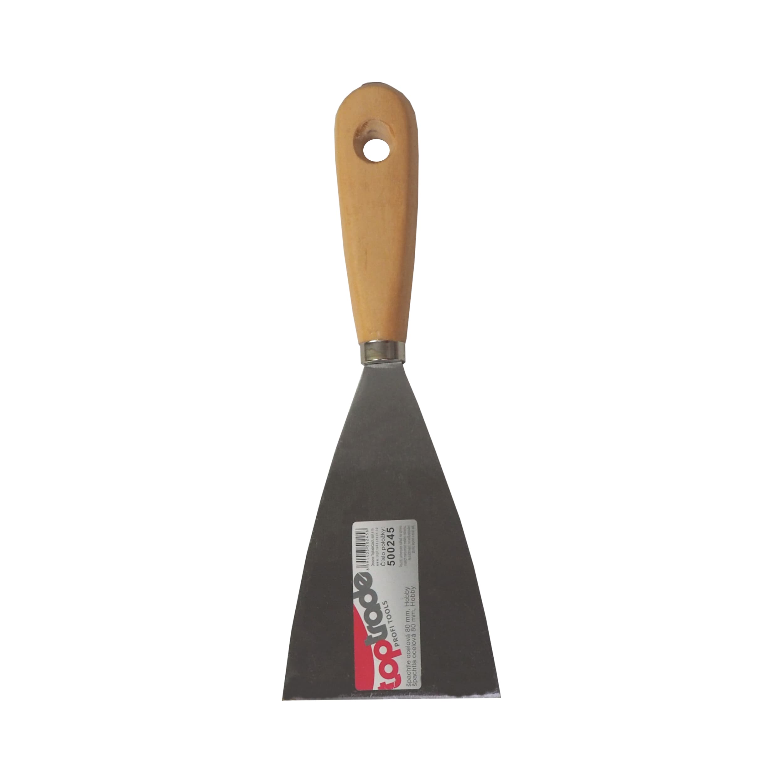 TOPTRADE špachtle ocelová 80 mm, dřevěná rukojeť, hobby - náhled 2