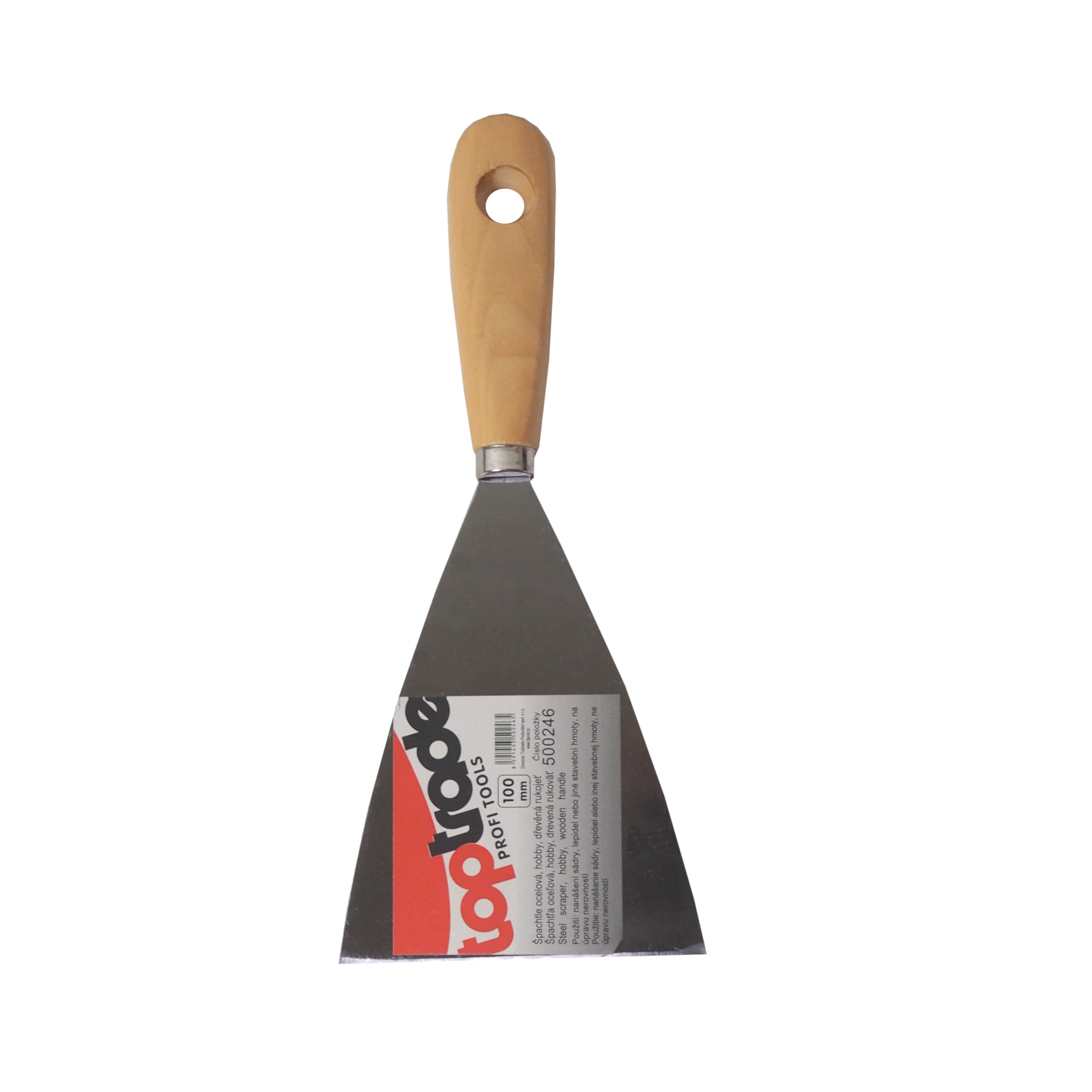 TOPTRADE špachtle ocelová s dřevěnou rukojetí, 100 mm - náhled 2
